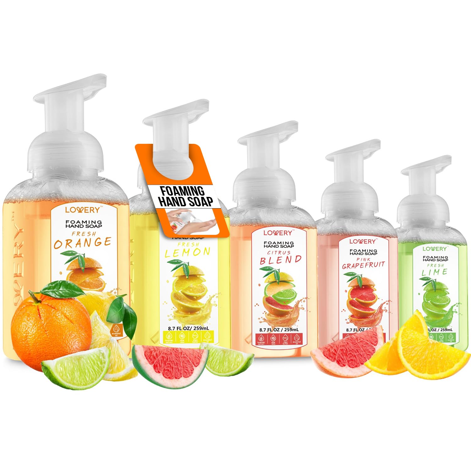 Lovery Foaming Hand Soap Pump (5-Pack) with Aloe Vera & Essential Oils