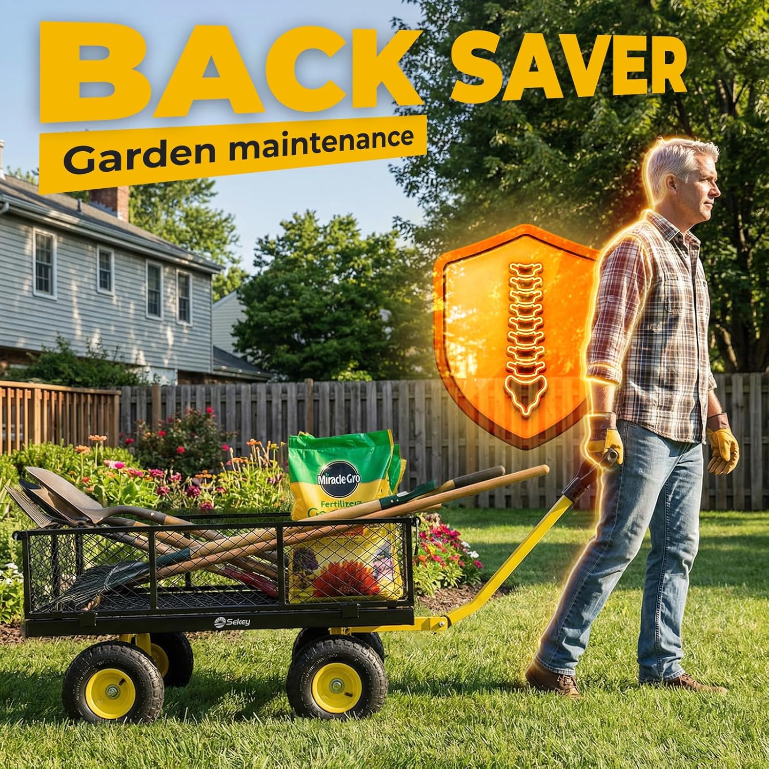 Thumbnail 4 de Sekey Steel Garden Cart, 1000 lb Capacity