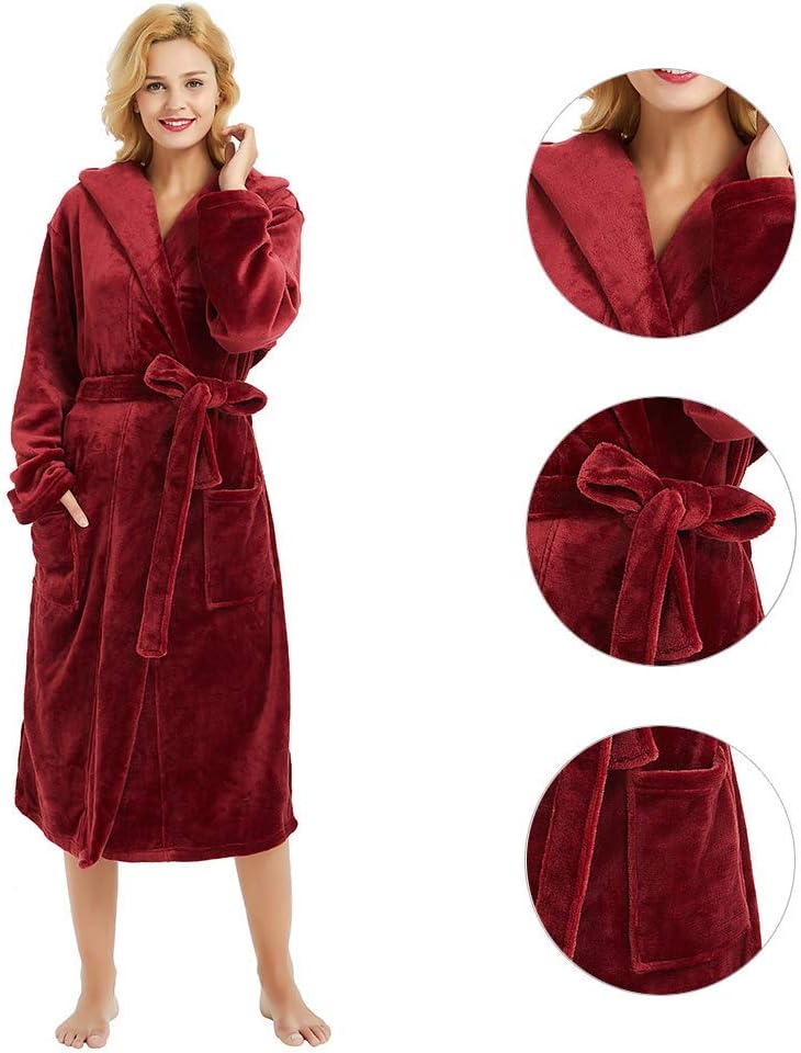Detalle 2 de HEARTNICE Damen Fleece Bademantel Kapuze
