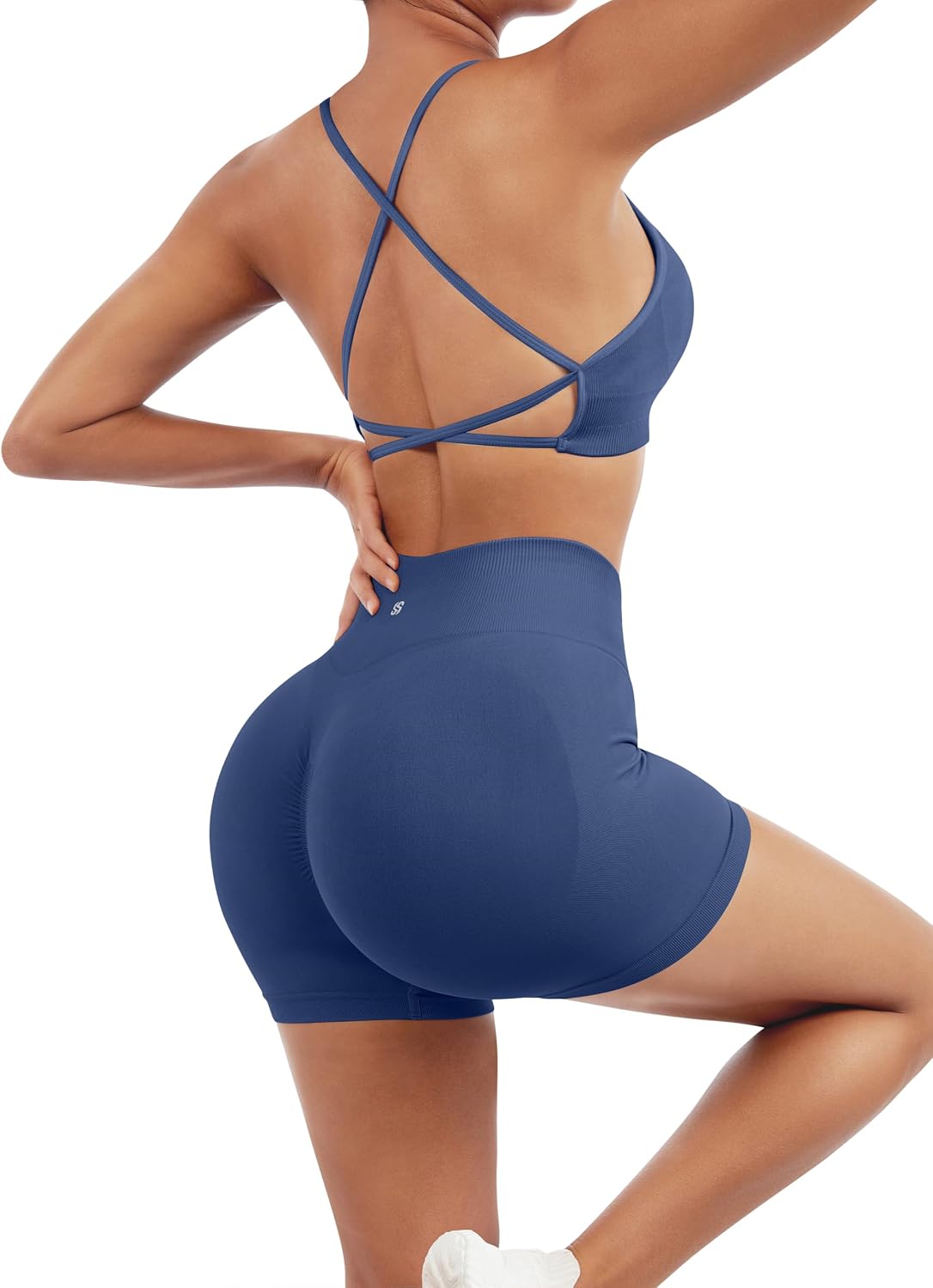 Thumbnail 4 de SUUKSESS HSS338 Seamless Workout Set with Strappy Bra and High-Waisted Shorts