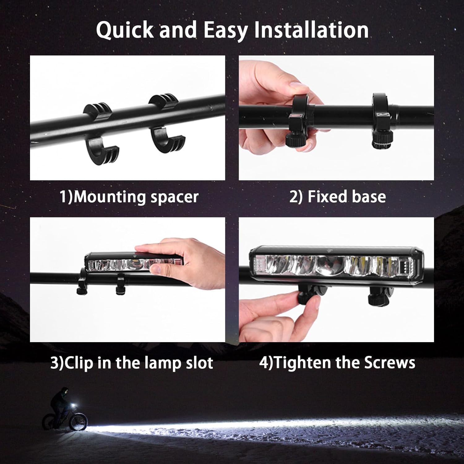 Thumbnail 6 de Suruid Super Bright 6LED Rechargeable Bike Lights (180° ultra-wide) with 5 modes + rear 4-mode tail light