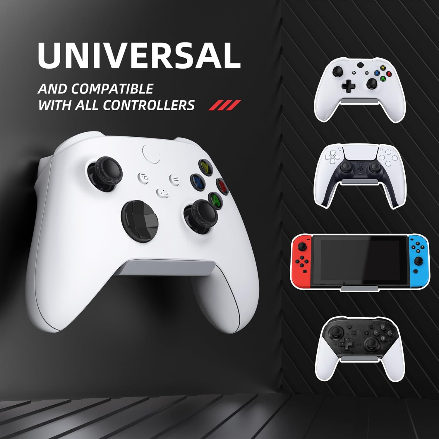Detalle de PlayVital Foldable Controller Wall Mount for PS5/PS4 & More – 2 Set New Hope Gray