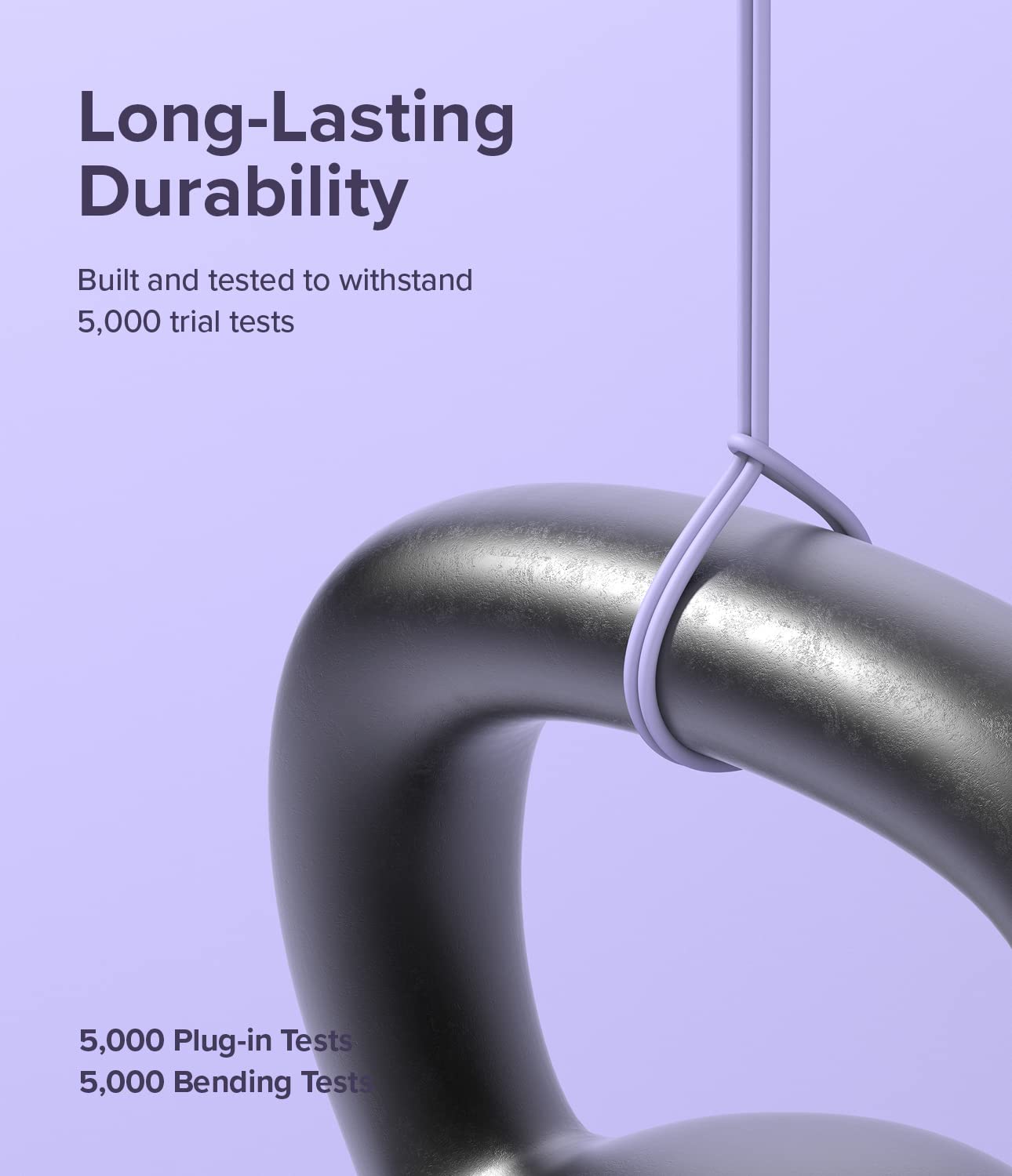 Detalle de Ringke Fast Charging Pastel Cable 2M / 12W – USB C to USB A, Purple