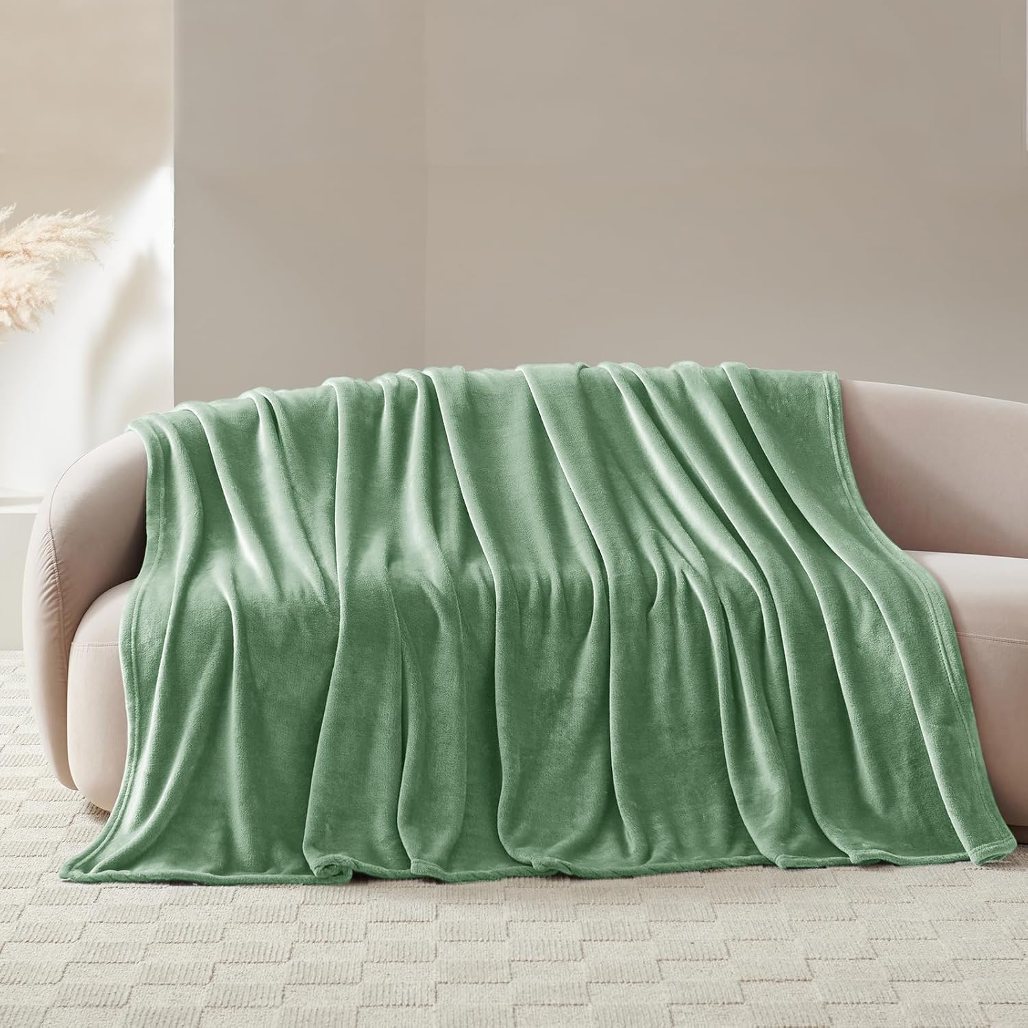 Detalle de WAVVE Kuscheldecke Flauschig Decke Fleecedecke 150x200 cm – Grüne, weiche Sofaüberwurf XL