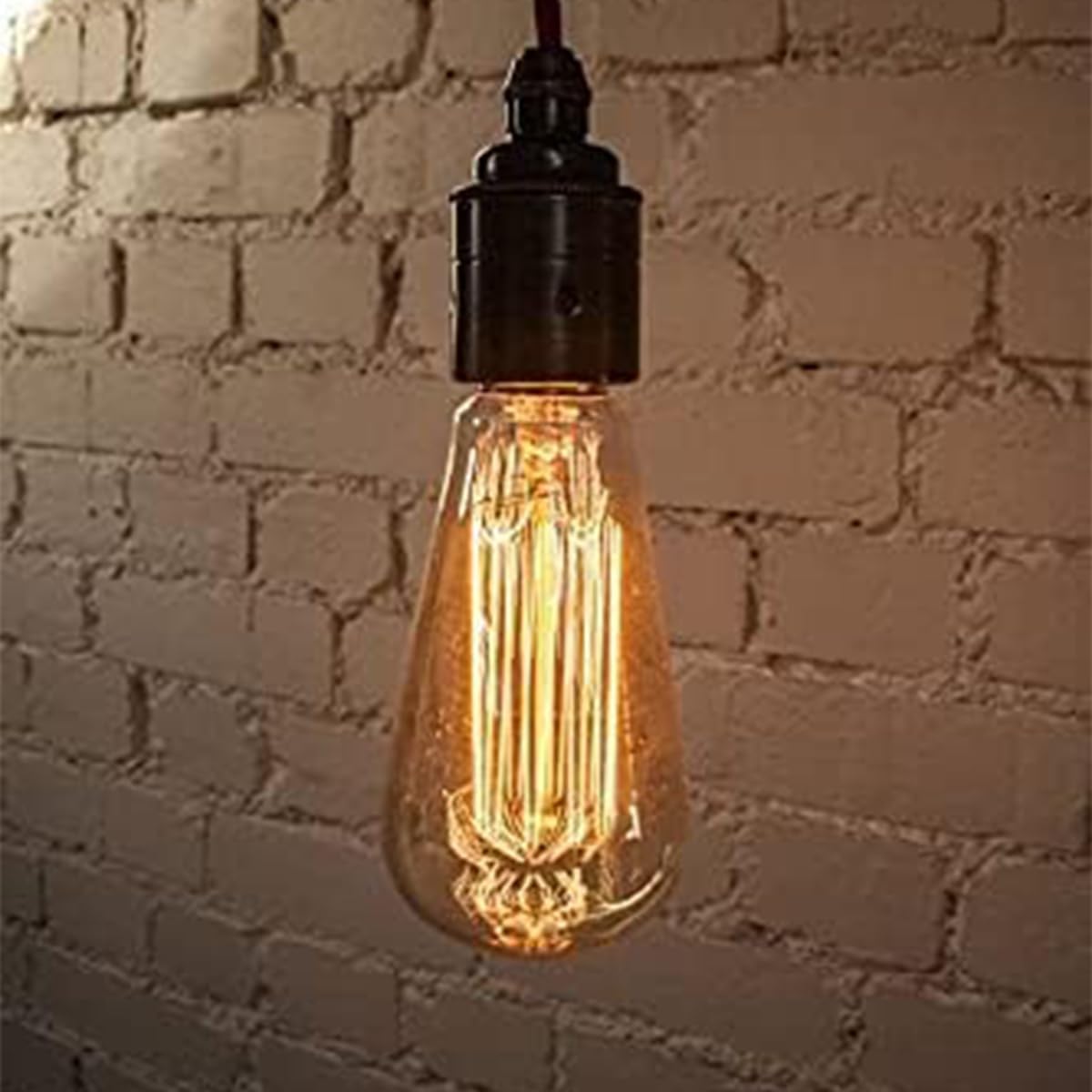 Detalle de Levidon ST64 Vintage Light Bulbs (E27 Edison Screw) – 60W 2200K Warm White, Dimmable, Pack of 6