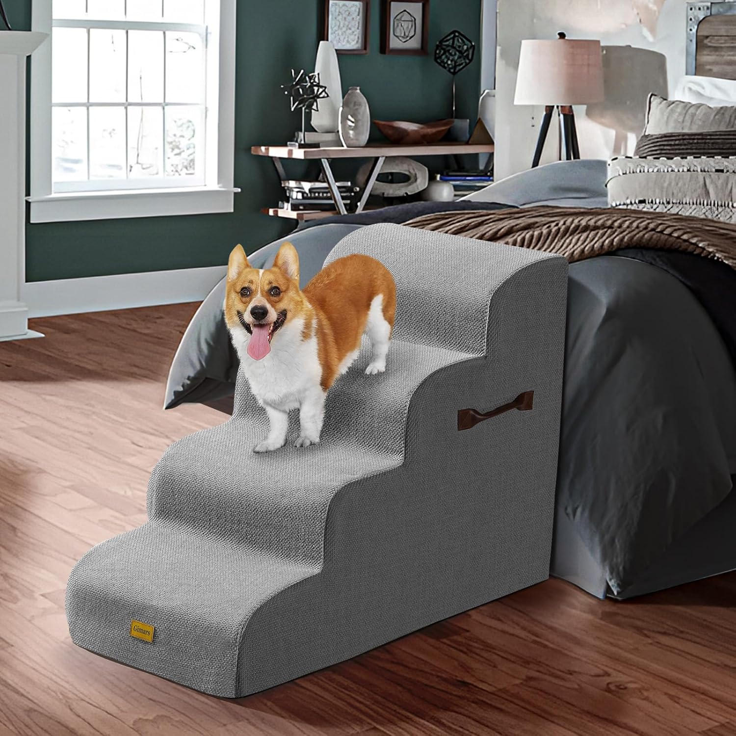 Thumbnail 5 de Scale per cani extra larghe e robuste in schiuma per letti alti, gradini a 4 livelli (piccola e media taglia)