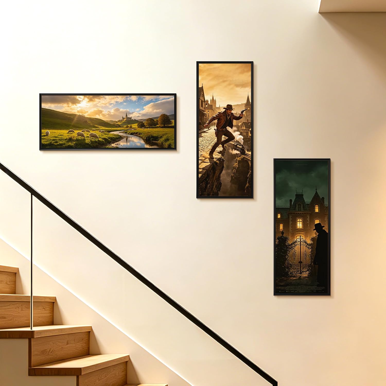 Detalle de upsimples 11x27 Picture Frame Black 3 Pack — Scratch-Proof Frames with Slide-In Strips for Gallery Walls