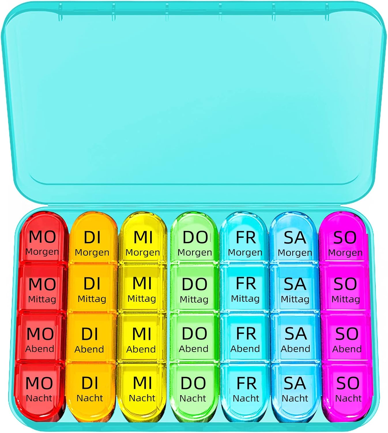 Thumbnail 6 de Doruimi 7-Tage-Tablettenbox mit 4 Fächern (morgens, mittags, abends) – blau
