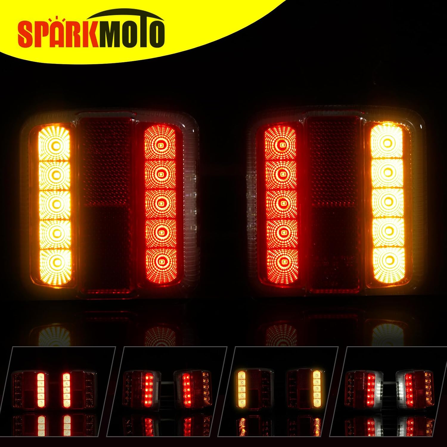 Detalle de SPARKMOTO 2-Pack 12V LED Trailer Light Cluster with IP67 Waterproofing and 5 Functions