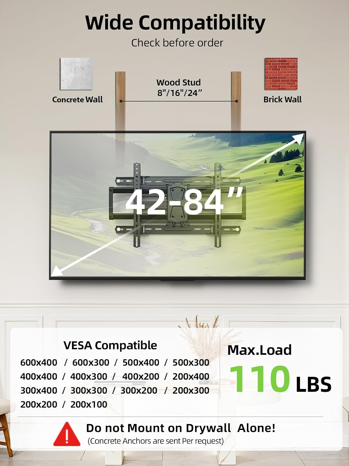 Detalle 2 de USX MOUNT XML021 Full-Motion TV Wall Mount, 42–84", 110 lb