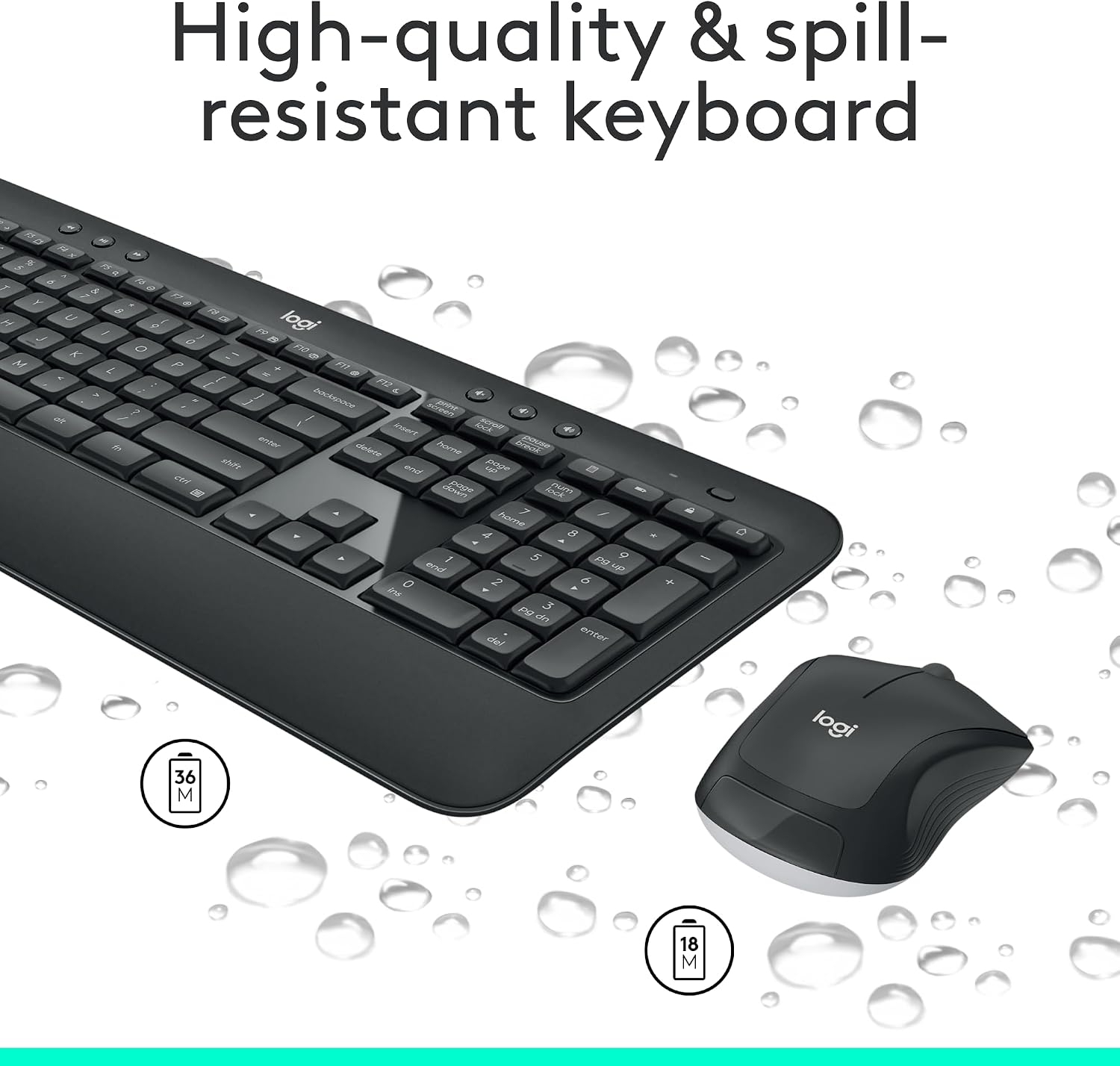Detalle 2 de Logitech MK540 Advanced French Wireless Keyboard and Mouse Combo, Full-Size with Number Pad