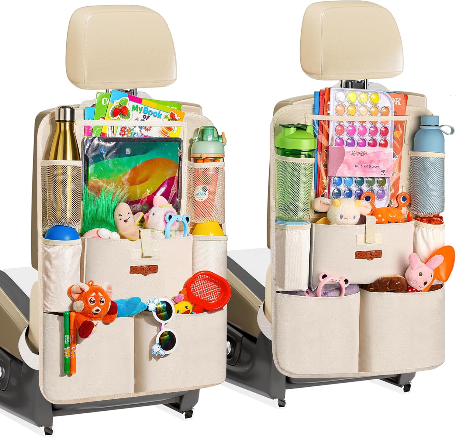 Thumbnail 6 de SURDOCA UPGRADED car seat organiser with tablet holder, 8 pockets and waterproof back protector