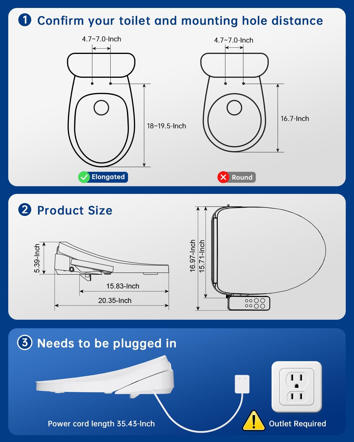 Thumbnail 6 de PUKANIUM 23G001WH Elongated Bidet Toilet Seat with Heated Seat & Air Dryer