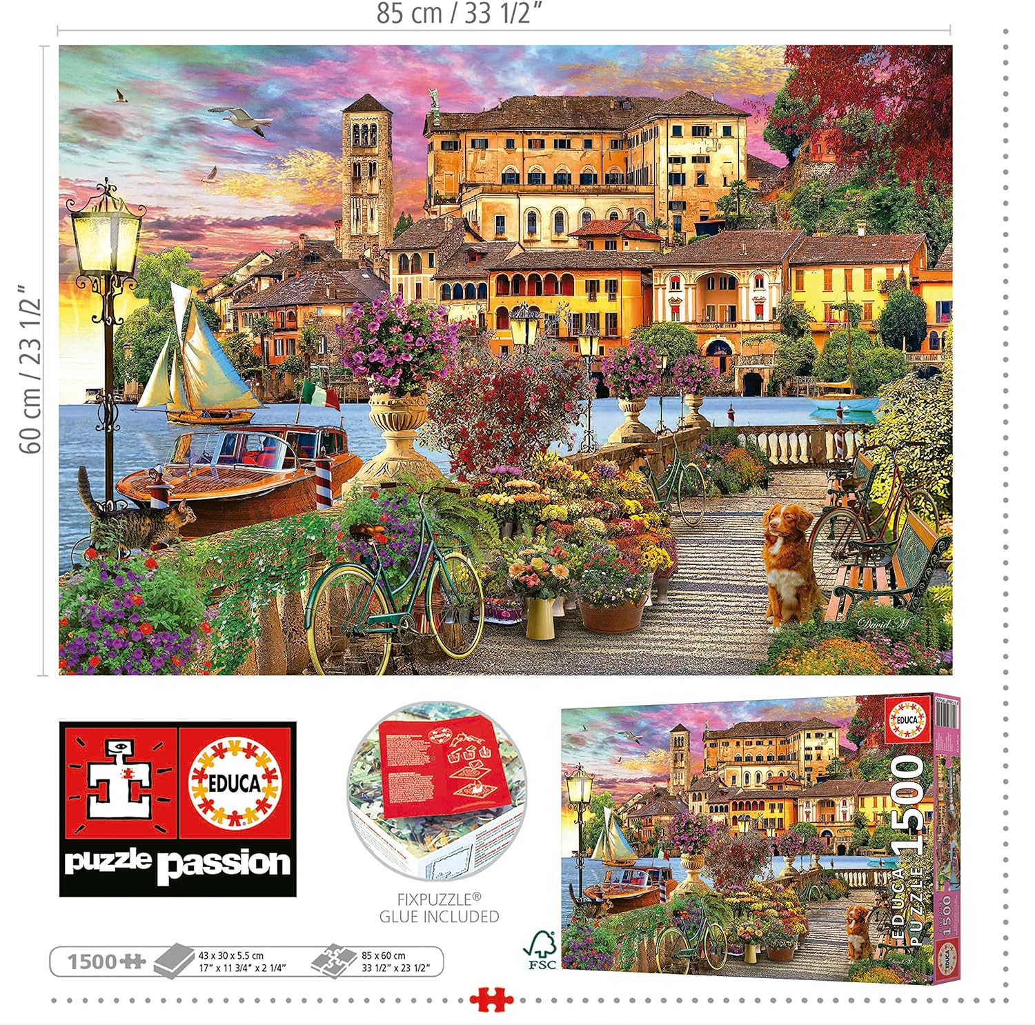 Thumbnail 2 de Educa Puzzle 1500 pièces pour adultes « Prommenade Italienne » (85 x 60 cm)