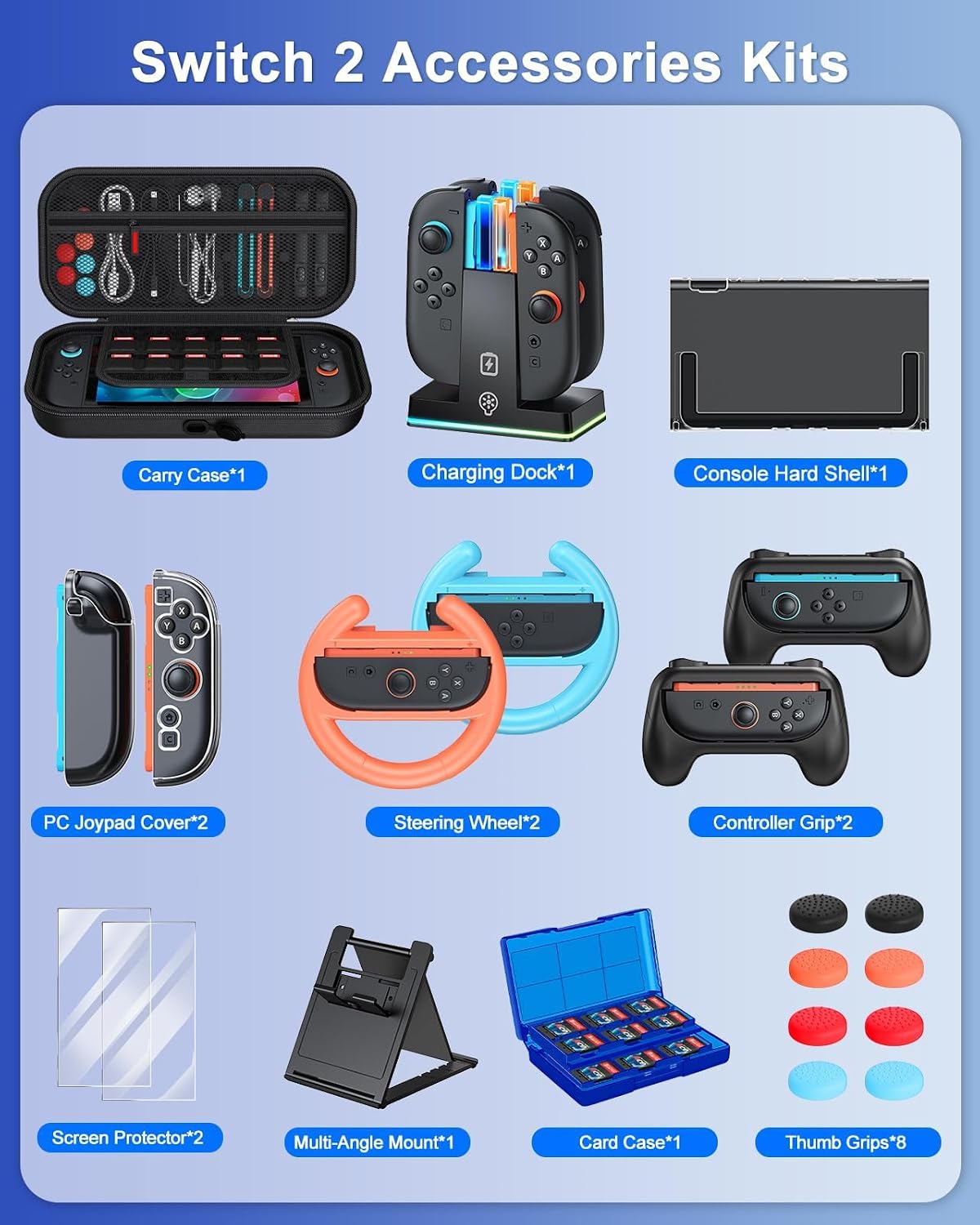 Detalle 2 de FYOUNG Switch 2 Accessories Bundle 23‑in‑1