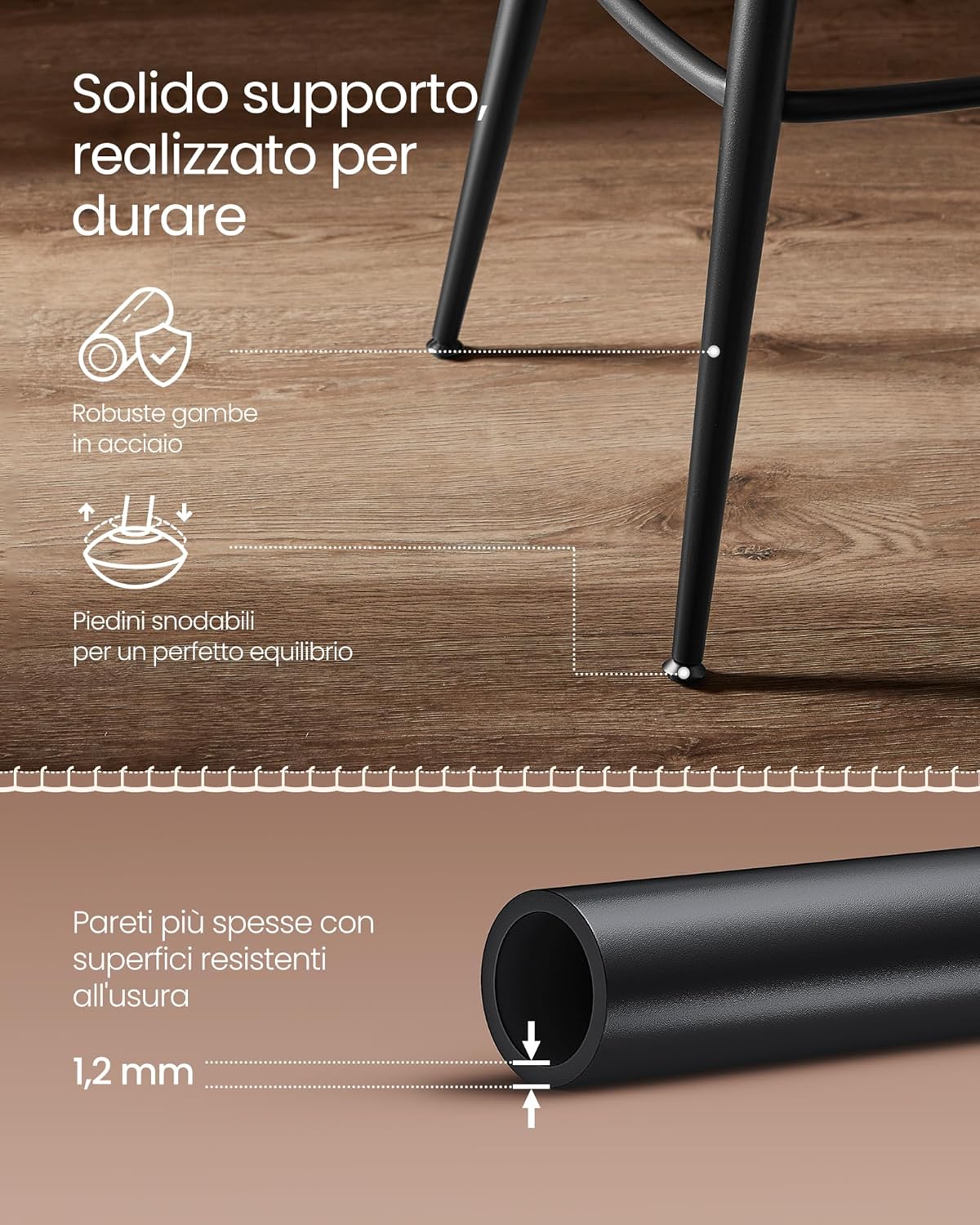 Thumbnail 5 de VASAGLE EKHO LBC889K01: set di 2 sgabelli da bar girevoli con schienale, altezza 76 cm