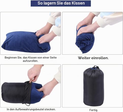 Thumbnail 7 de REDCAMP Camping Kopfkissen Komprimierbar 30x40cm, leicht & weich, Blau