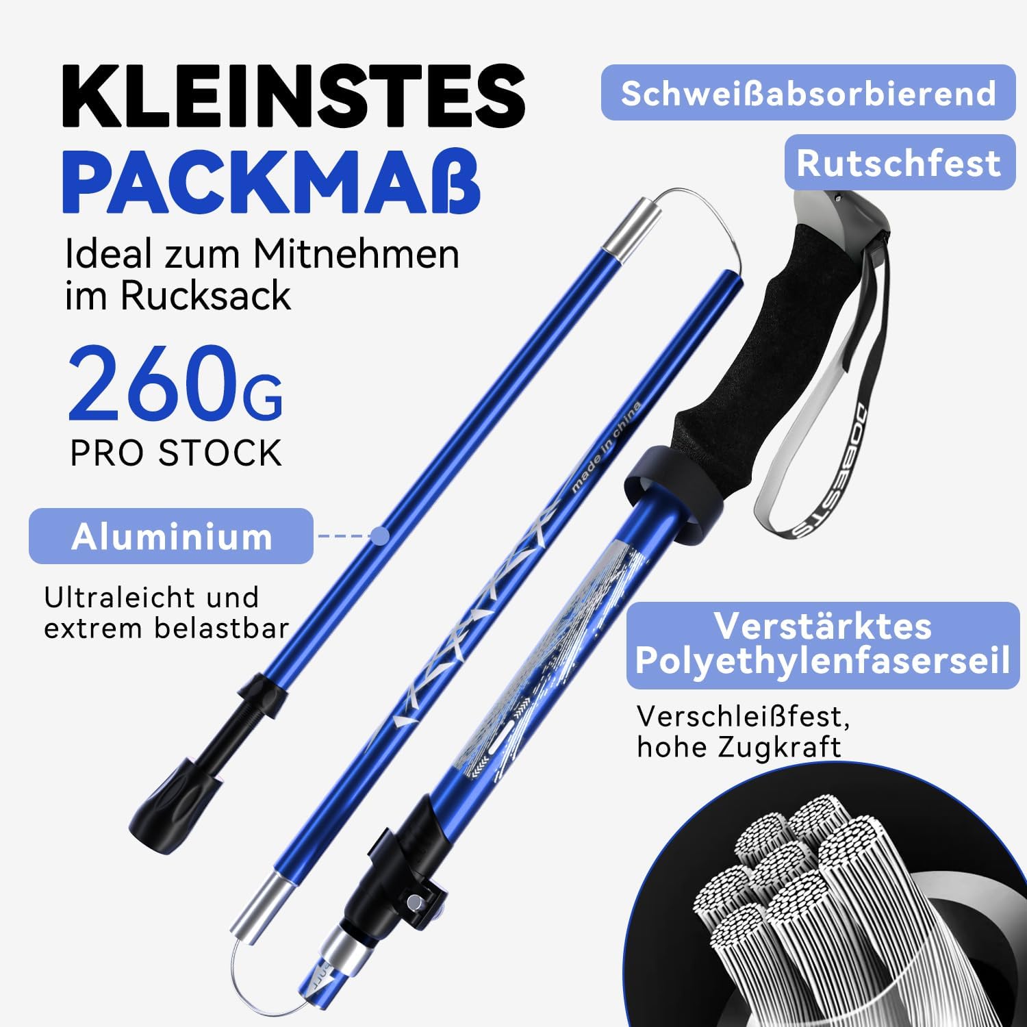 Thumbnail 1 de DOBESTS Wanderstöcke 110 bis 130 cm verstellbar
