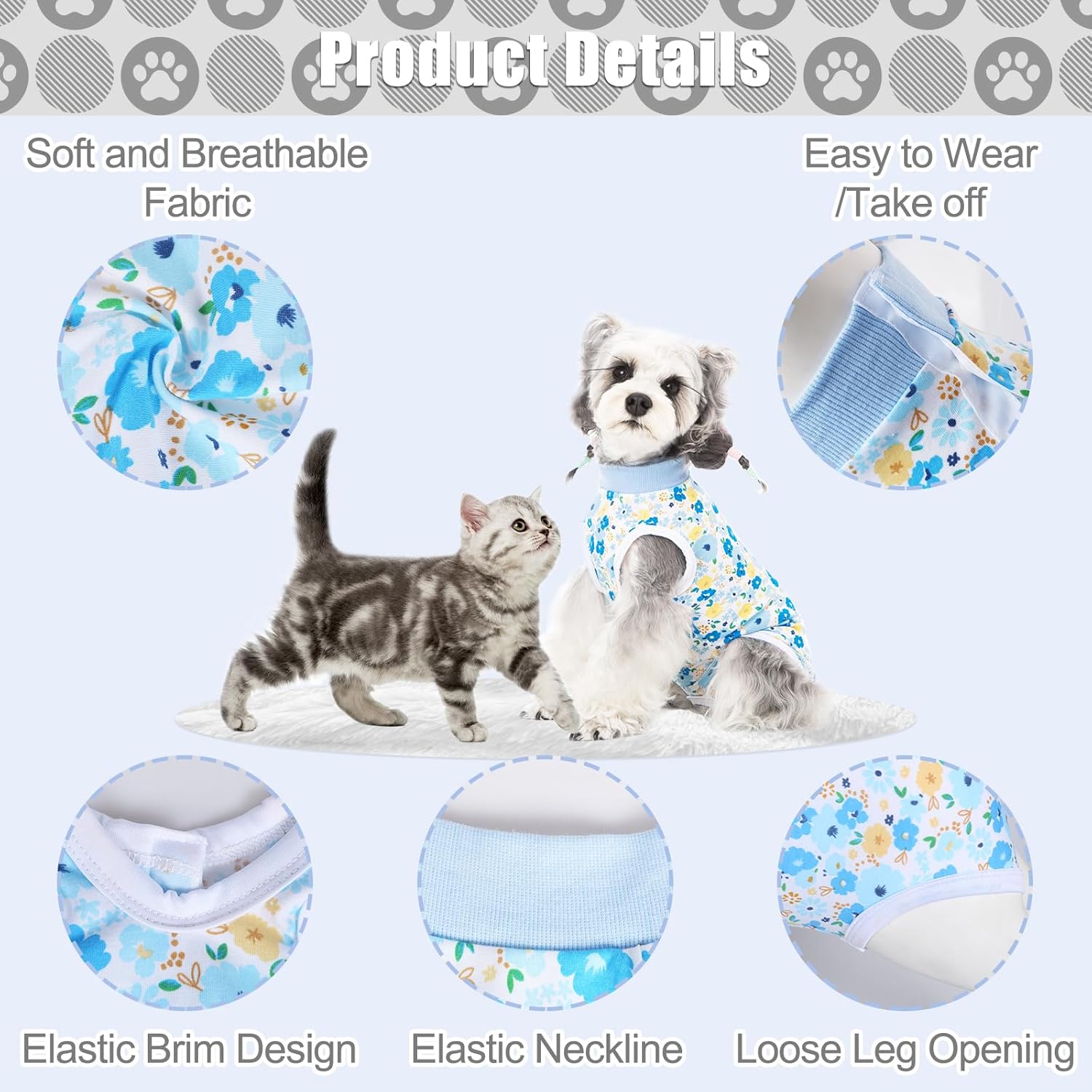 Thumbnail 3 de FEimaX Dog Surgery Recovery Suit: soft post‑op bodysuit for dogs and cats