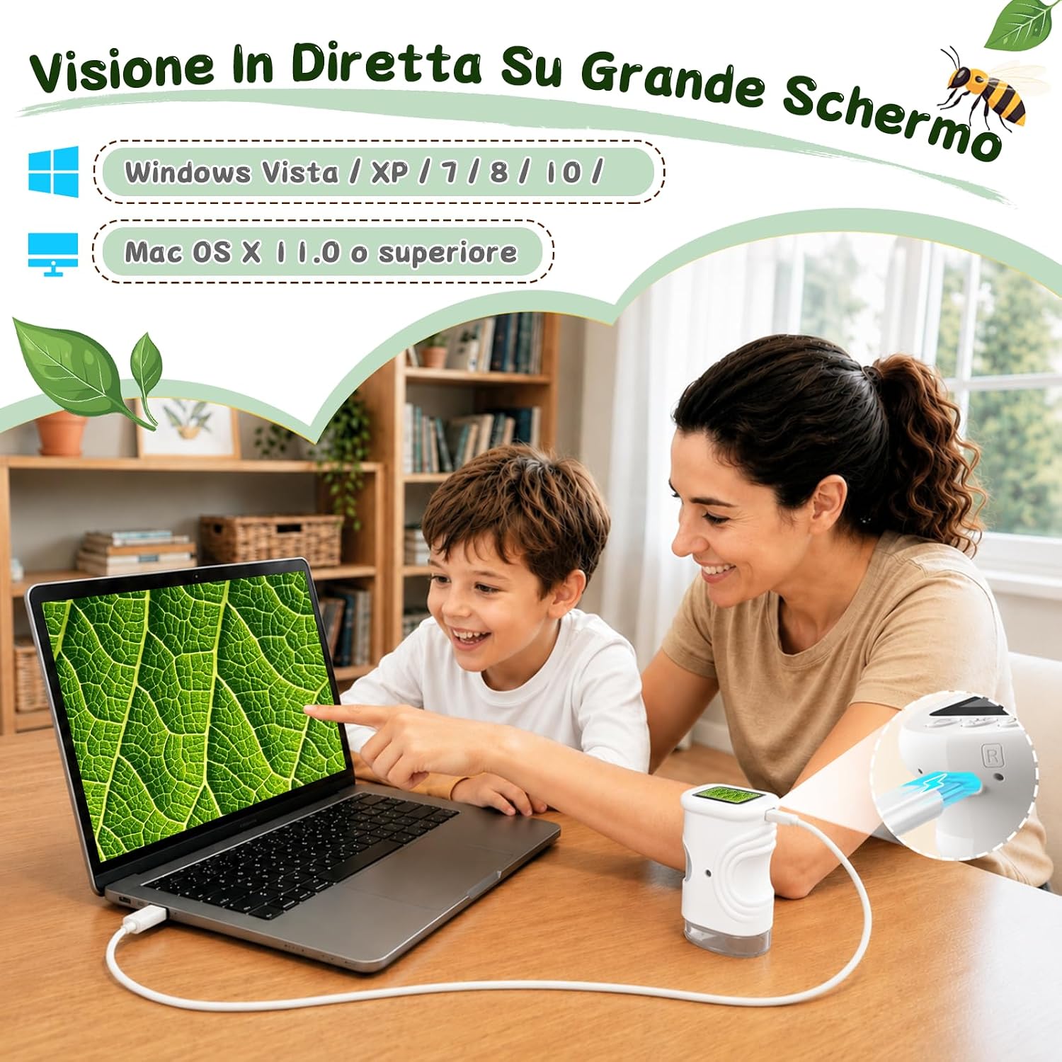 Thumbnail 4 de ASPOVEN Microscopio Digitale Bambini 1000X con Schermo IPS 2'' – Esplora il micro-world in modo semplice