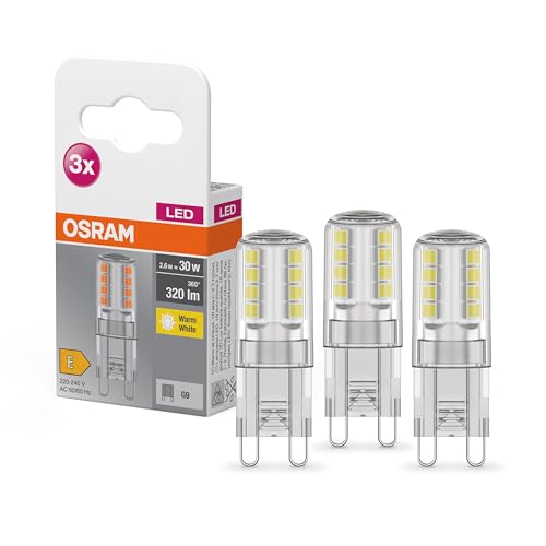 Detalle de OSRAM LED BASE PIN G9 – Lot de 3 ampoules LED 2,60 W (≈30 W incandescent), 2700 K, blanc chaud