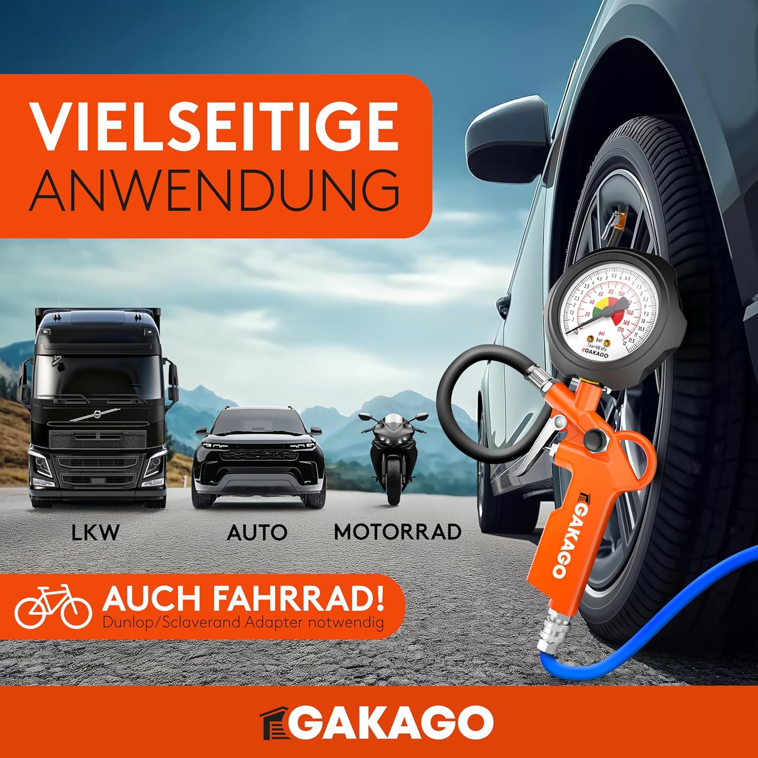 Thumbnail 4 de Gakago Reifenfüller präziser Druckfüller 0-12 bar