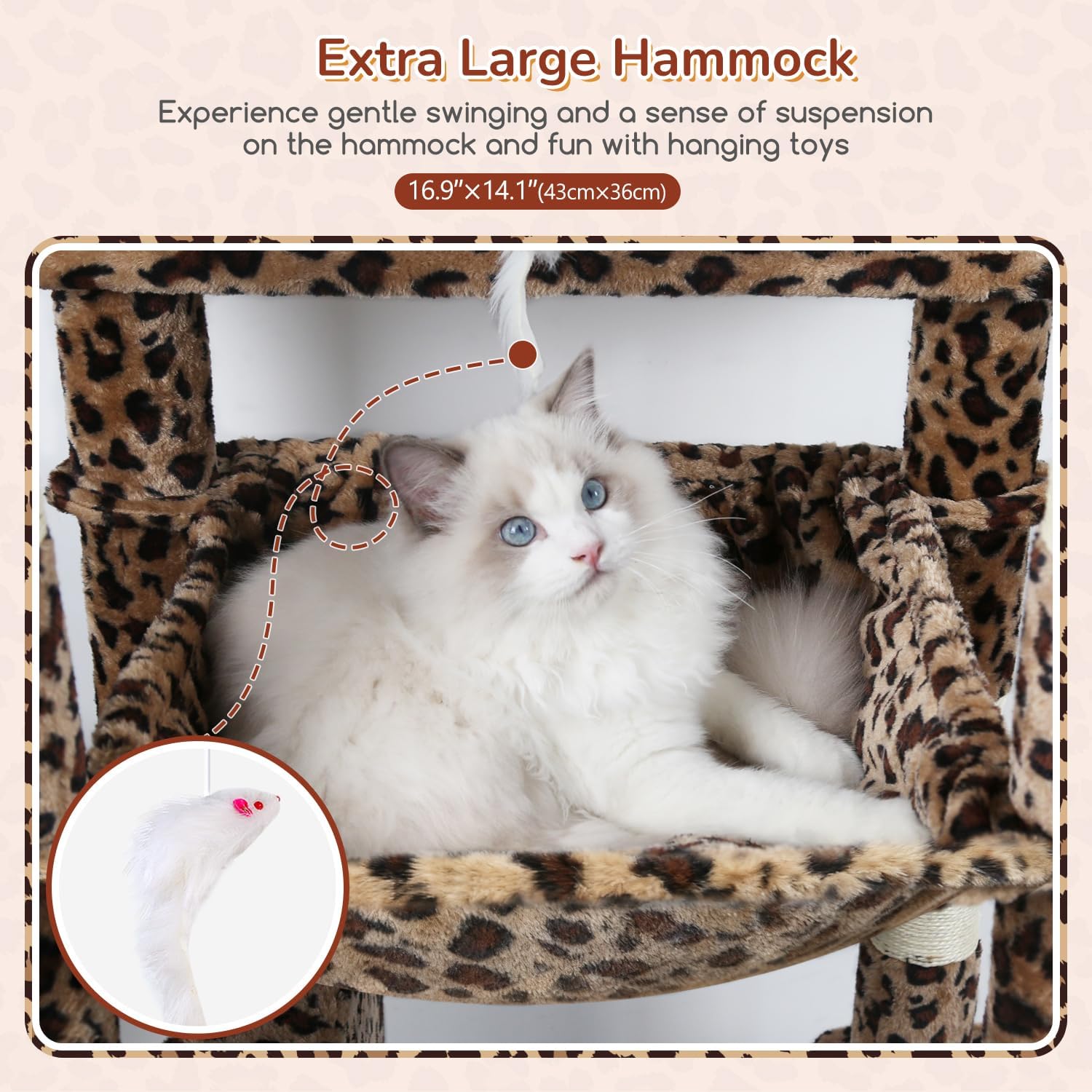 Detalle de Globlazer Heavy Duty Cat Tree Tower 70inch Pro Leopard Print