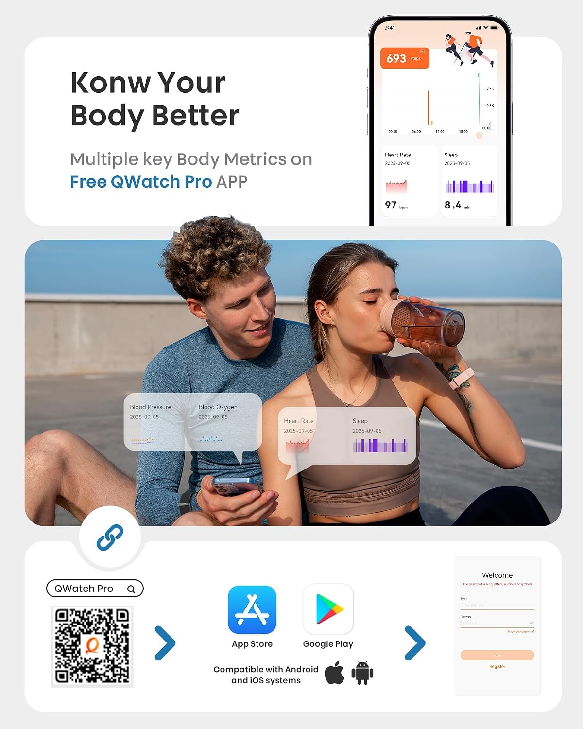 Thumbnail 3 de Smart Bracelet Activity Tracker with Silicone Band