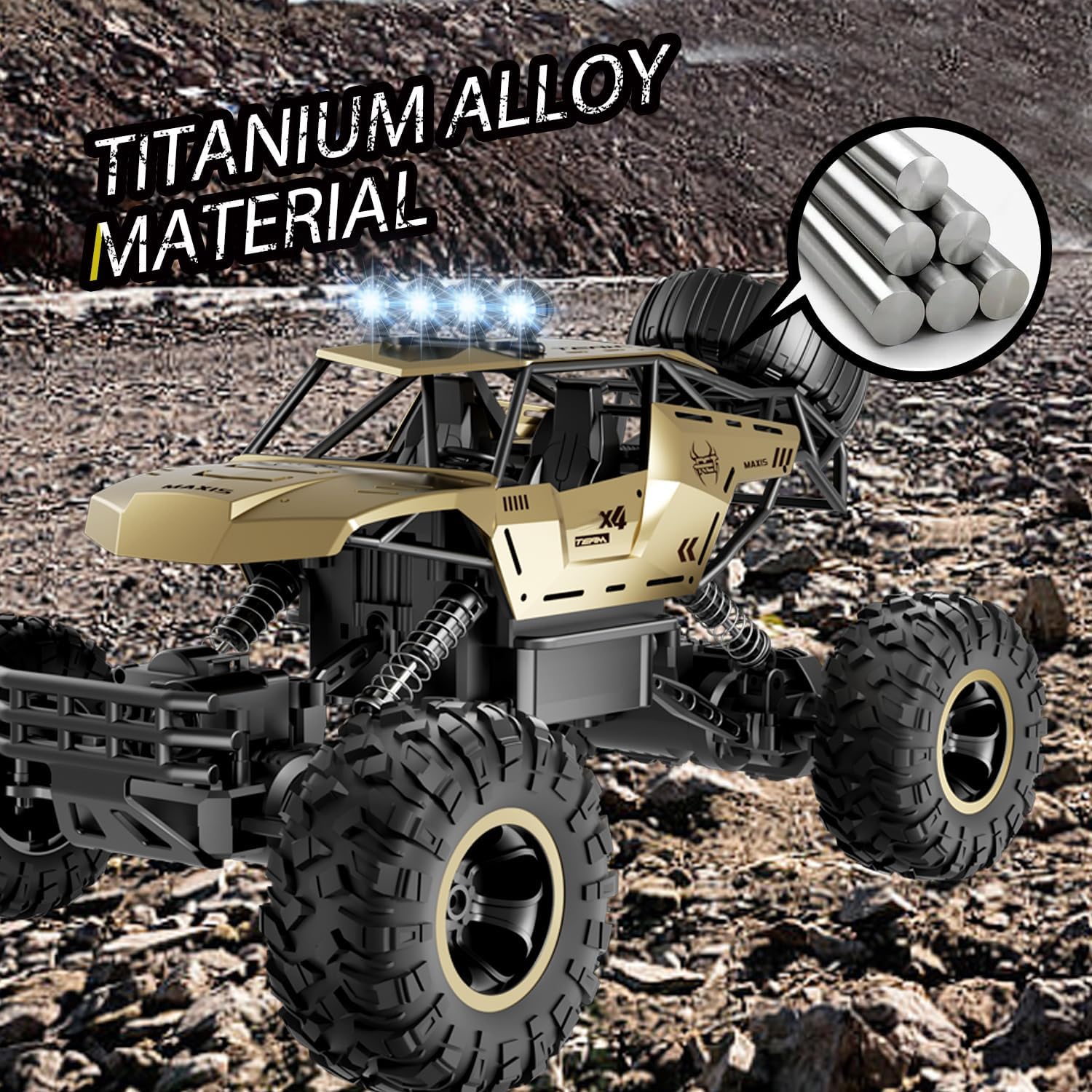 Detalle de Jiakora 1:12 Off-Road RC Monster Truck (4WD) with Dual Batteries, LED Headlights and Metal Shell