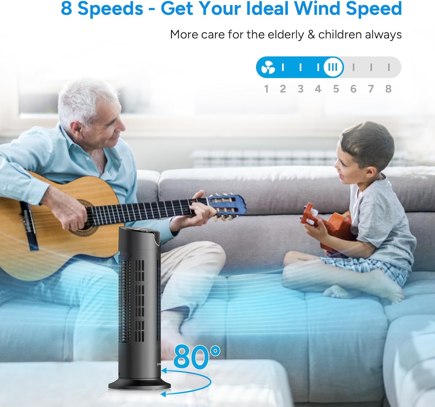 Thumbnail 4 de DR.PREPARE Tower Fan for Bedroom — 16-Inch Quiet DC Bladeless Fan with Remote