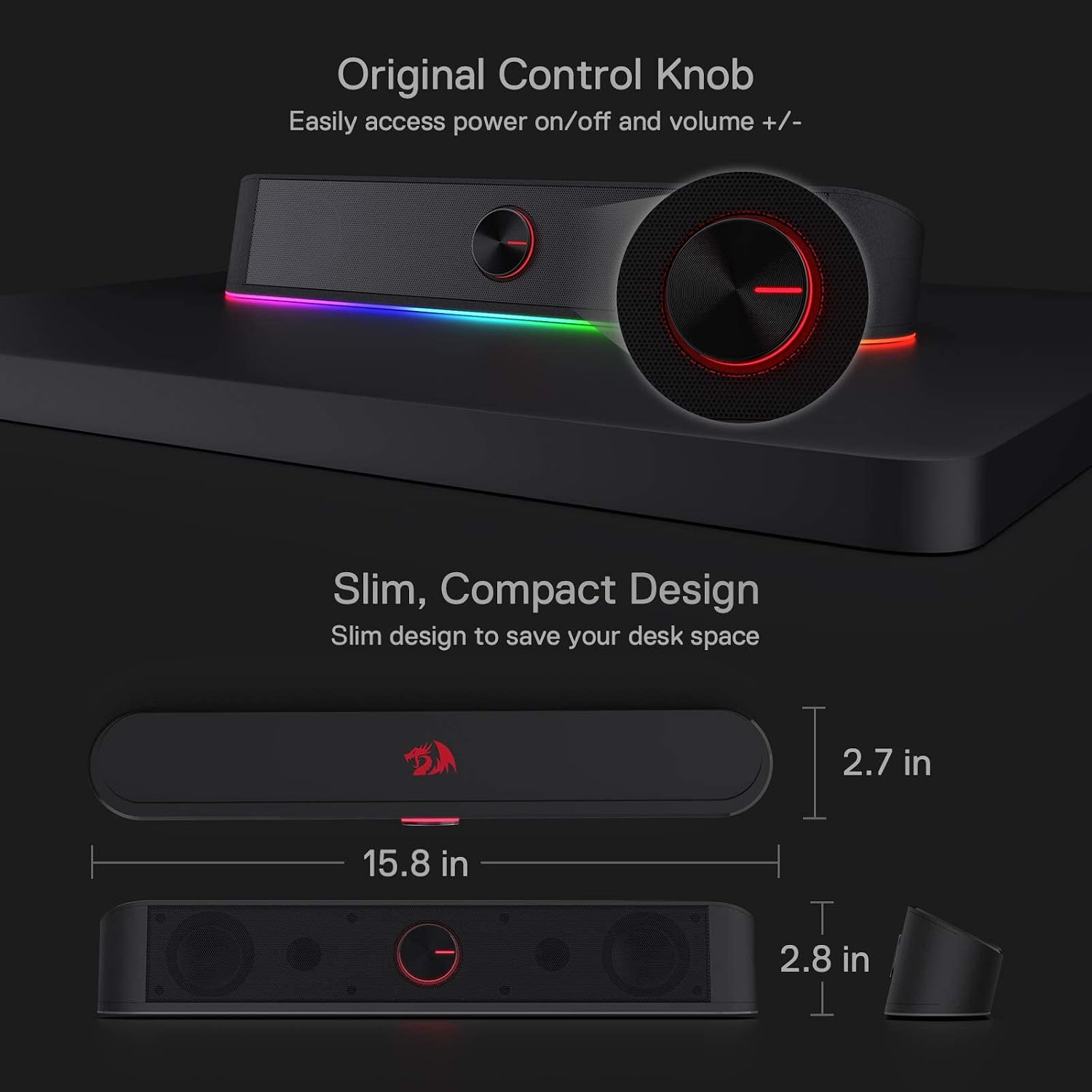 Thumbnail 6 de Redragon GS560 Adiemus RGB Desktop Soundbar (2.0) – USB-powered PC speaker with audio-light sync