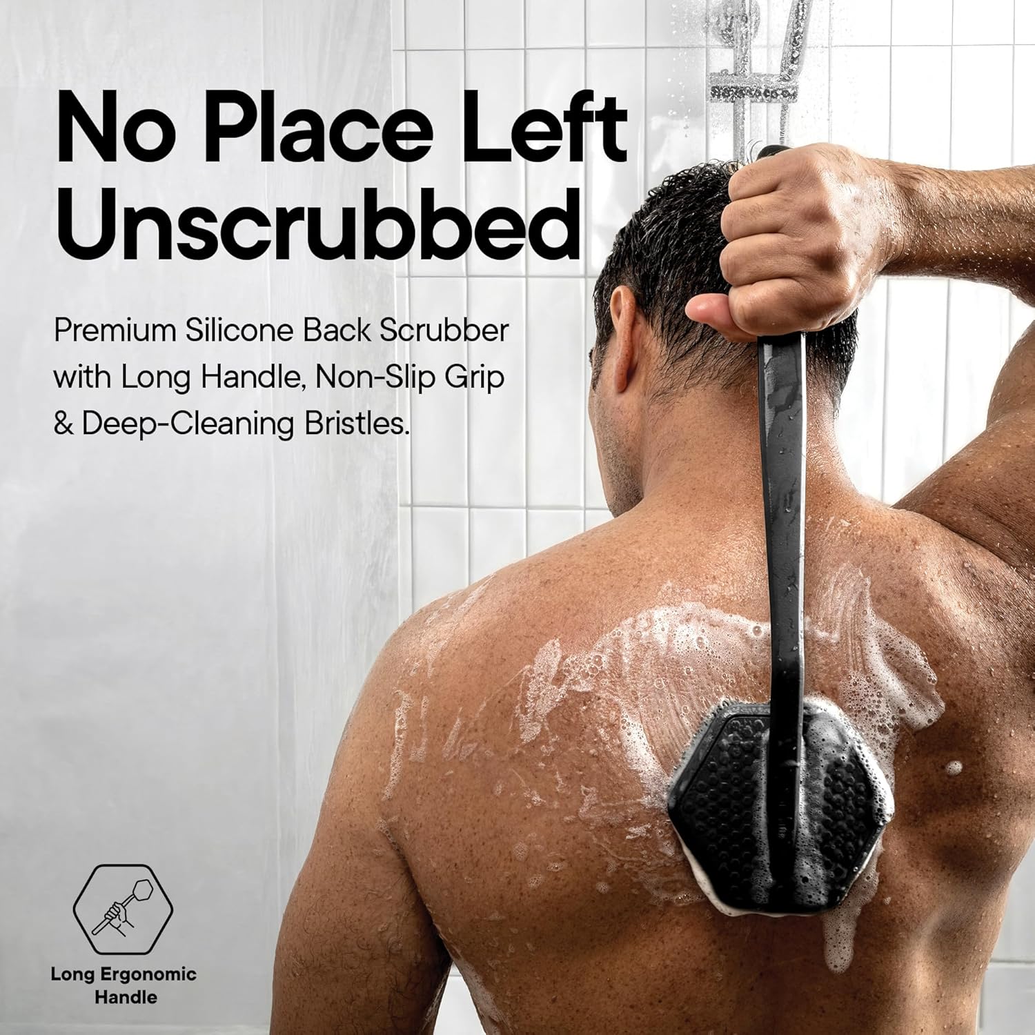 Thumbnail 1 de TOOLETRIES Silicone Back Scrubber for Shower, Bath Brush – Charcoal