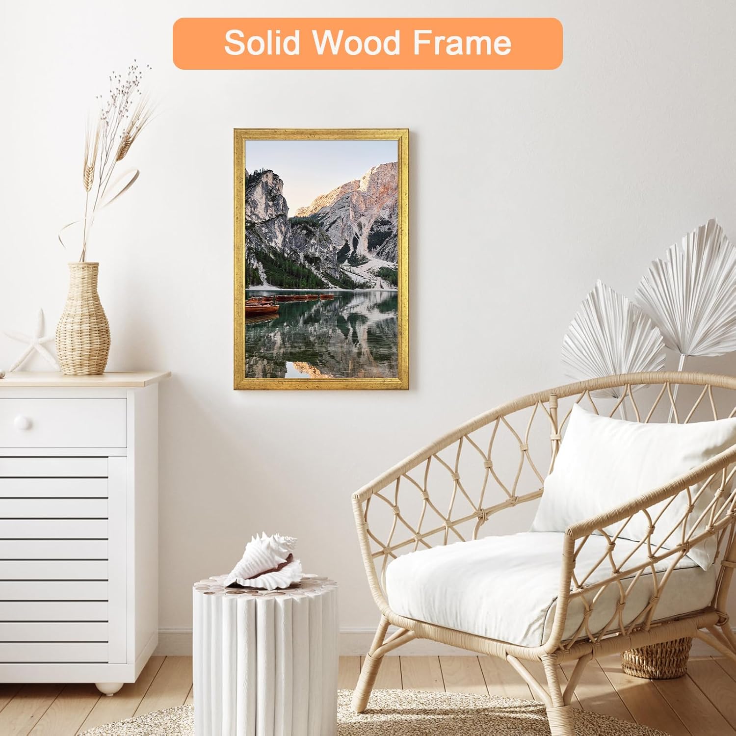 Thumbnail 1 de MOUDAMION Wood 12x18 Gold Ornate Poster Picture Frame with HD Plexiglass (12x18 or 18x12)