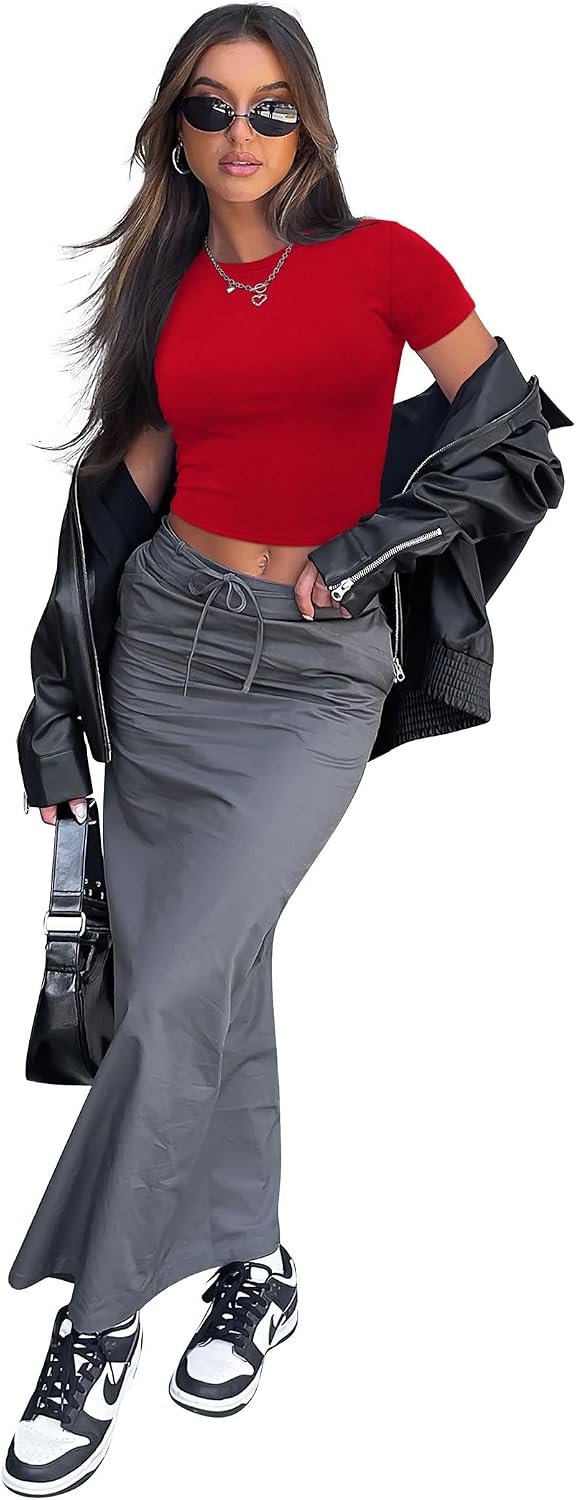 Detalle de SAMPEEL Crop Top T-Shirts, Slim Fit