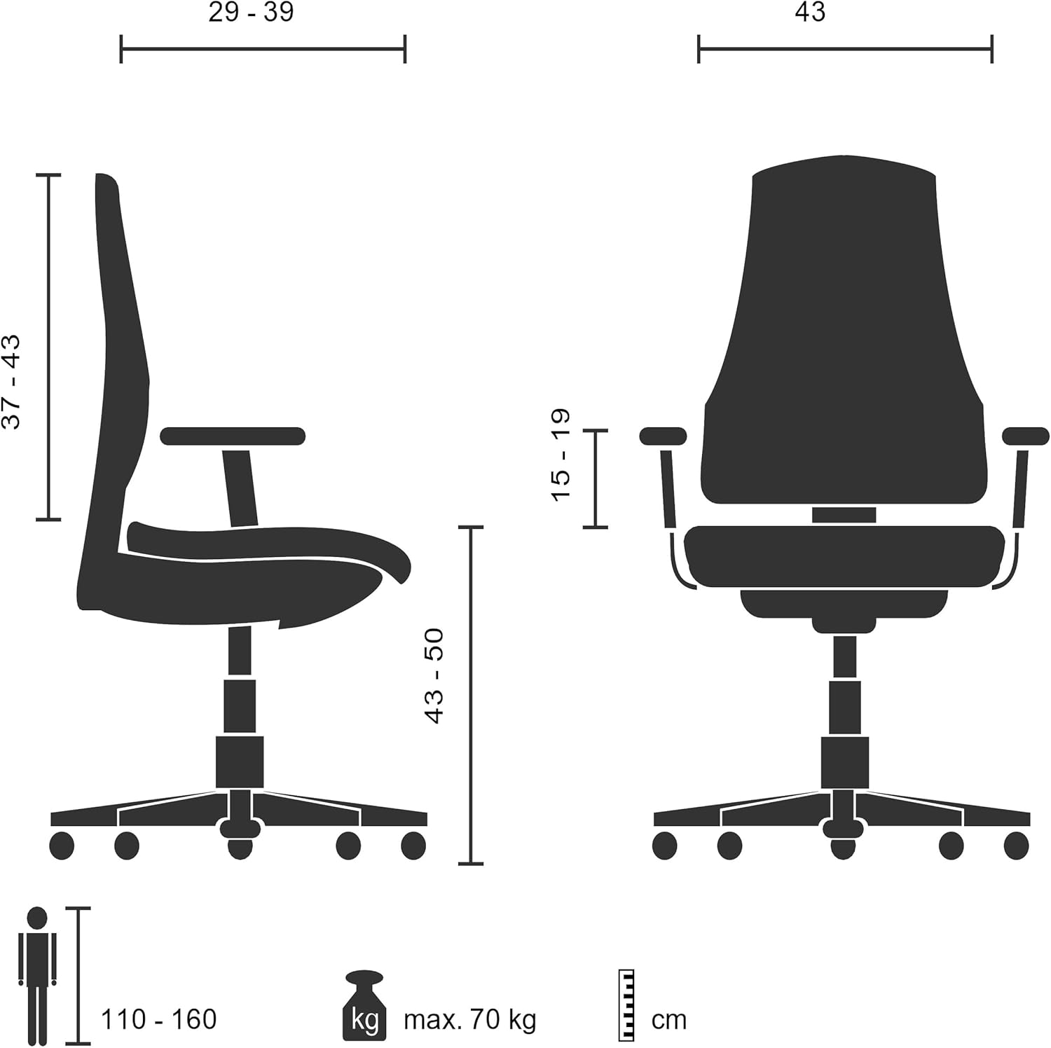Detalle de HJH Office 640480 Sedia da Ufficio Girevole per Bambini KID FLEX: comfort e regolazioni per crescere con loro