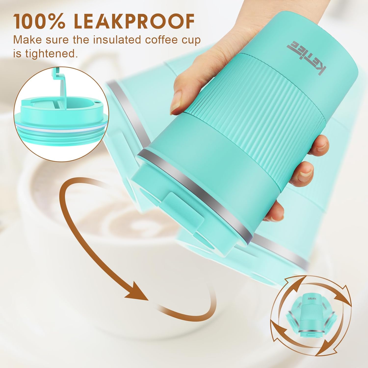 Detalle 2 de KETIEE Travel Mug Coffee Cup Stainless Steel 380ml (T-Blue)