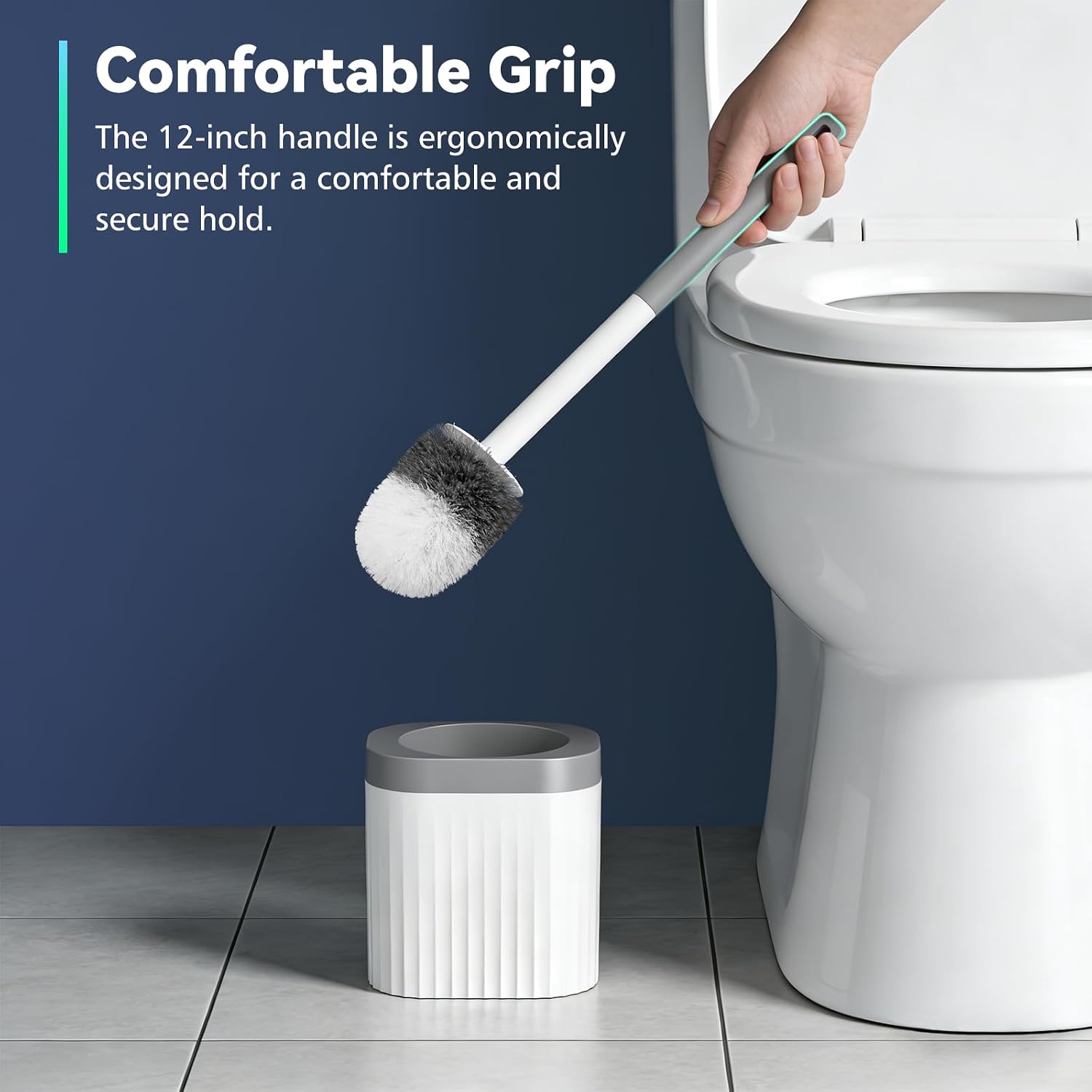 Thumbnail 3 de EZKEY 3-Pack Compact Toilet Brush and Holder Set with Hidden Holder and Drip-Proof Base