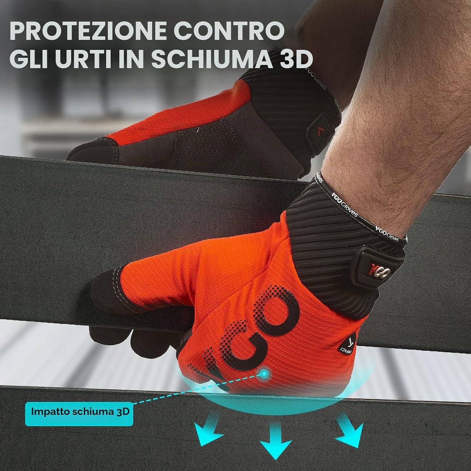 Detalle de VGO Guanti da Lavoro Antivibranti Uomo (M) con Touchscreen – Protezione nocche e palmo 3-strati