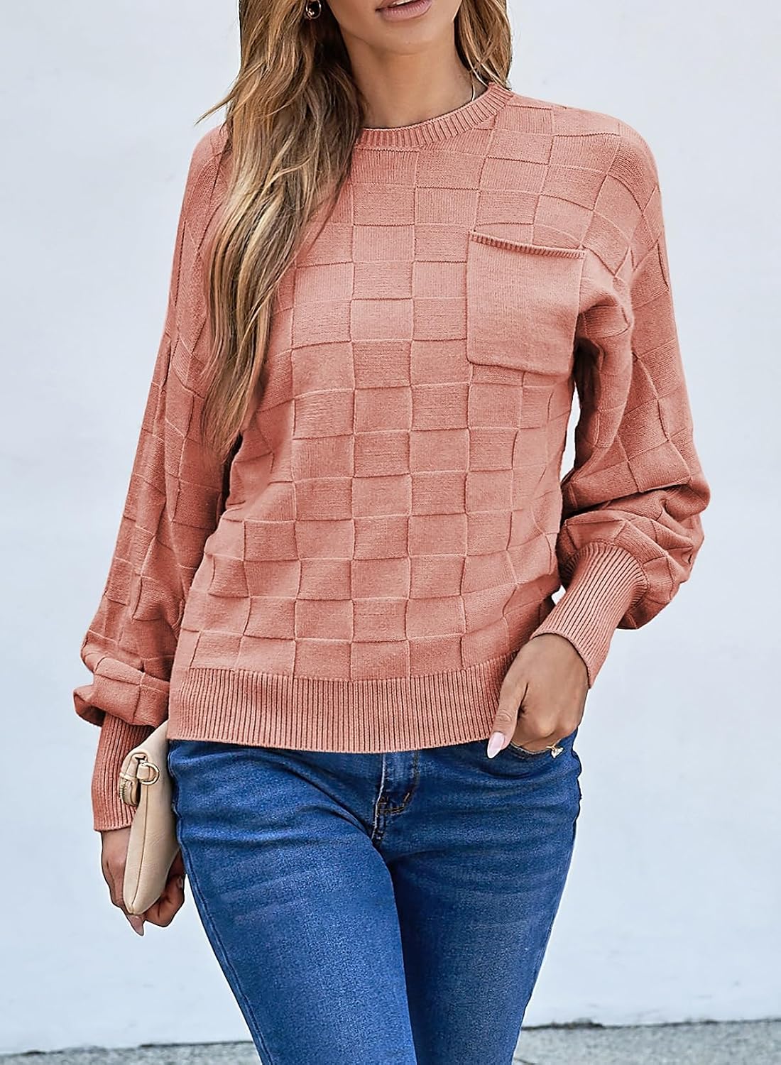 Detalle de SHEWIN 2026 Casual Crewneck Knit Sweater Tops