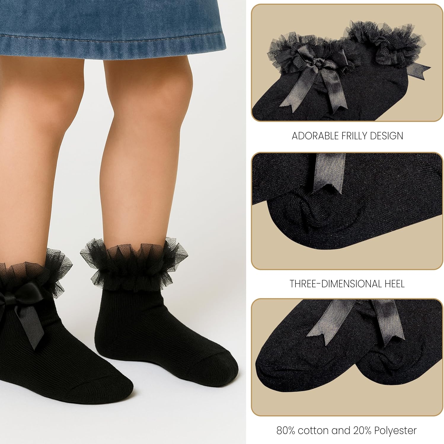 Thumbnail 3 de Sock Stack Sock Stack 6 Pairs Girls Tutu Frilly Ankle Socks with Lace & Bow