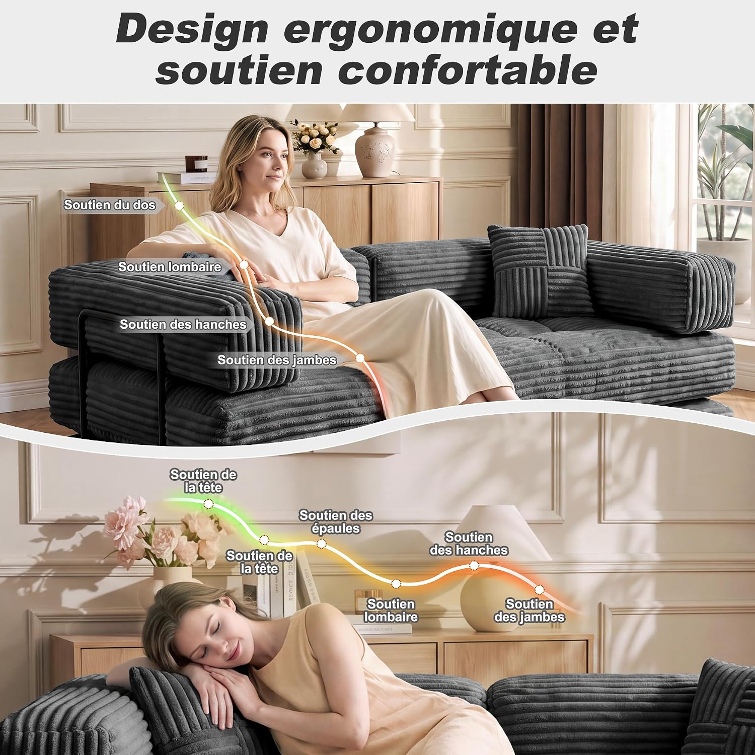 Detalle 1 de WEUP Convertible Sofa Bed, Corduroy
