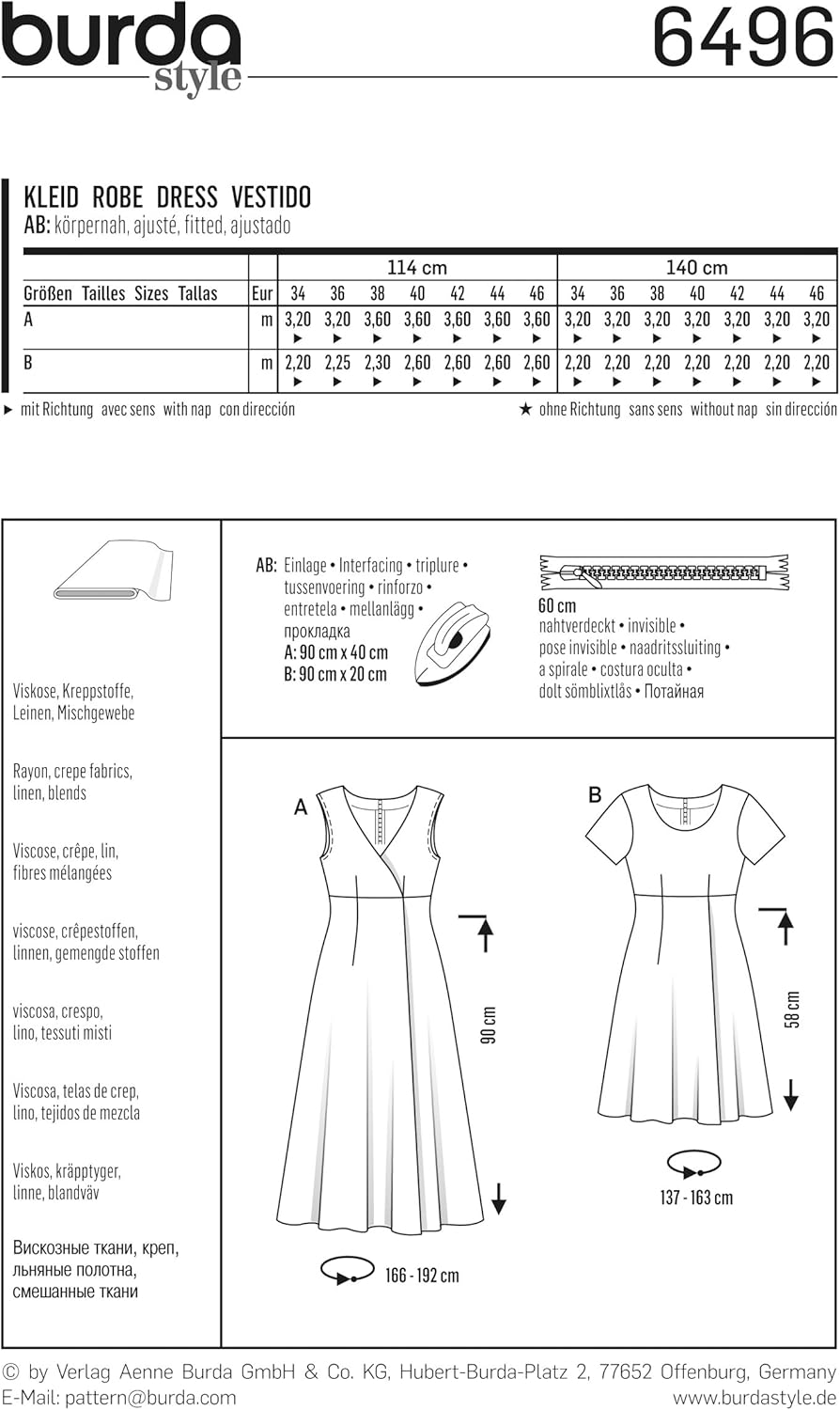 Thumbnail 2 de burda style Schnittmuster #6496 Damenkleid mit Wickeleffekt (Gr. 34–46)