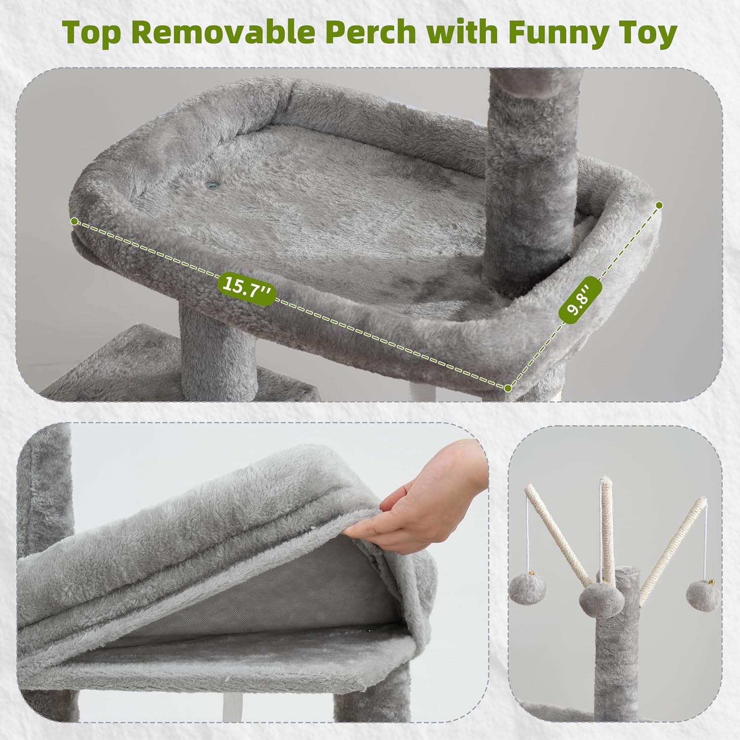 Detalle 2 de Gitelsnour GCT006SW Cat Tree for Kittens, 4 Levels, Basket and Hanging Toys