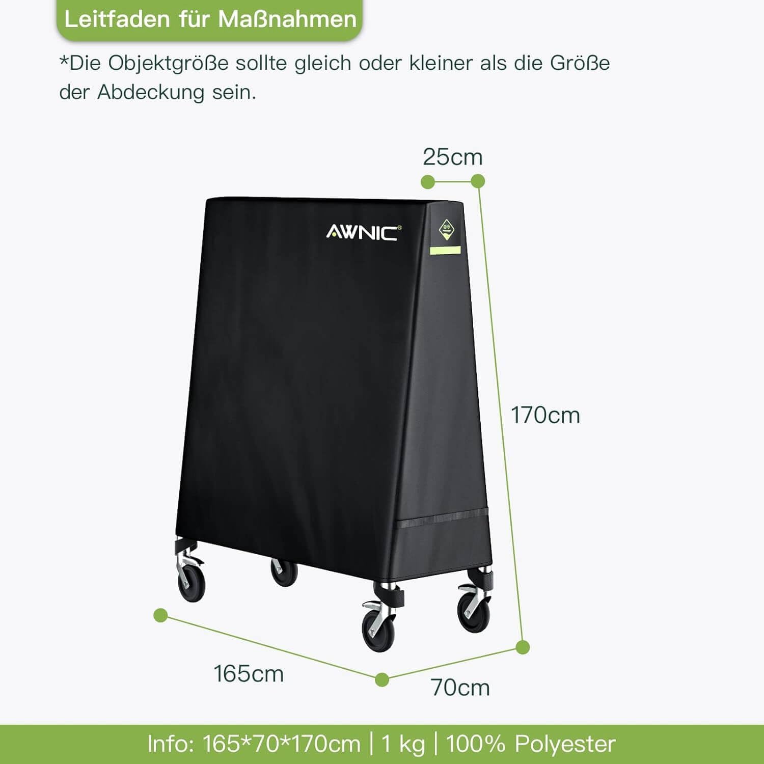 Thumbnail 1 de Awnic Tischtennisplatten-Abdeckung 420D für Outdoor, wasserdicht & winddicht (165/170 cm)