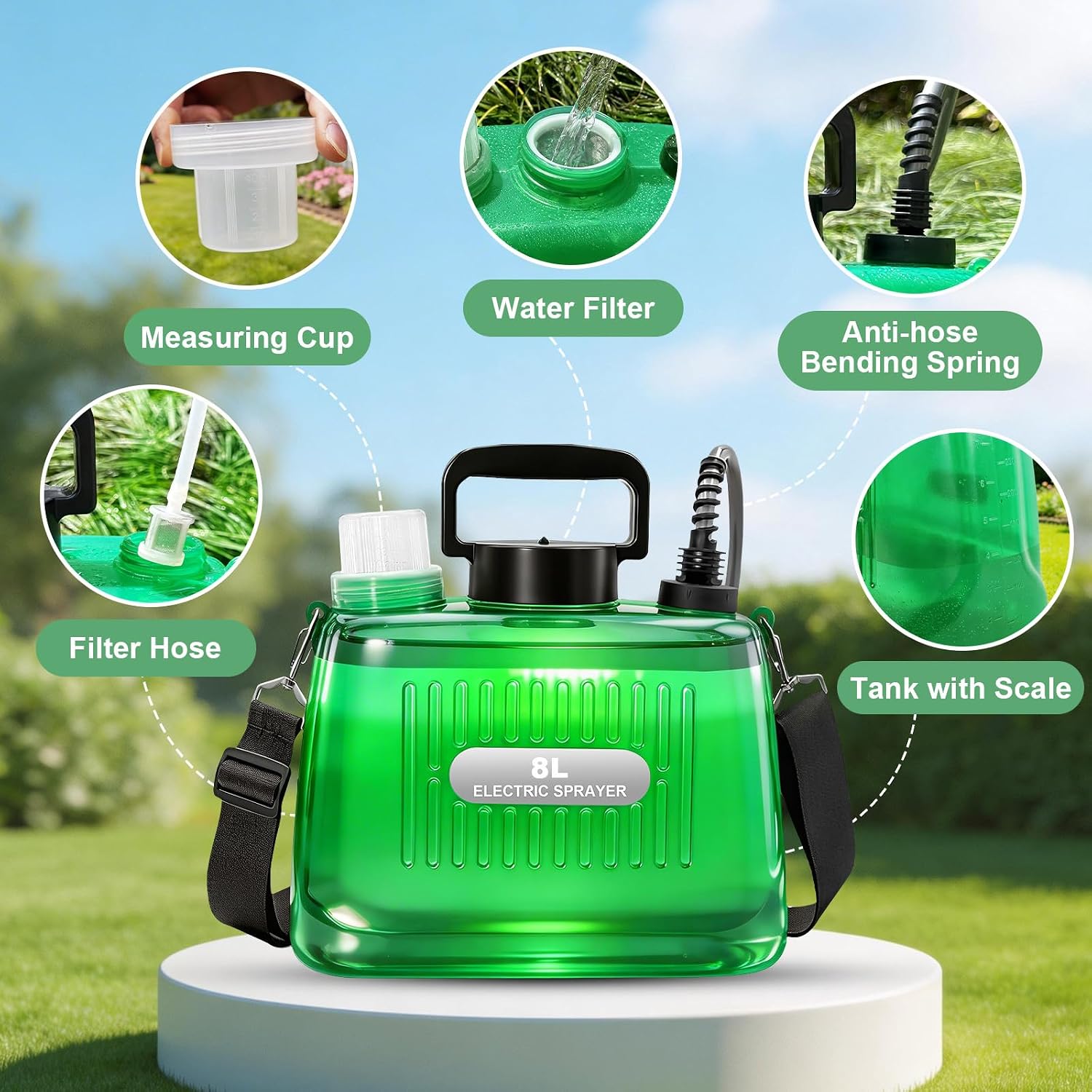 Thumbnail 6 de SideKing YX2408ML-2574 elektrische drukspuit 8 liter met 4 sproeikoppen