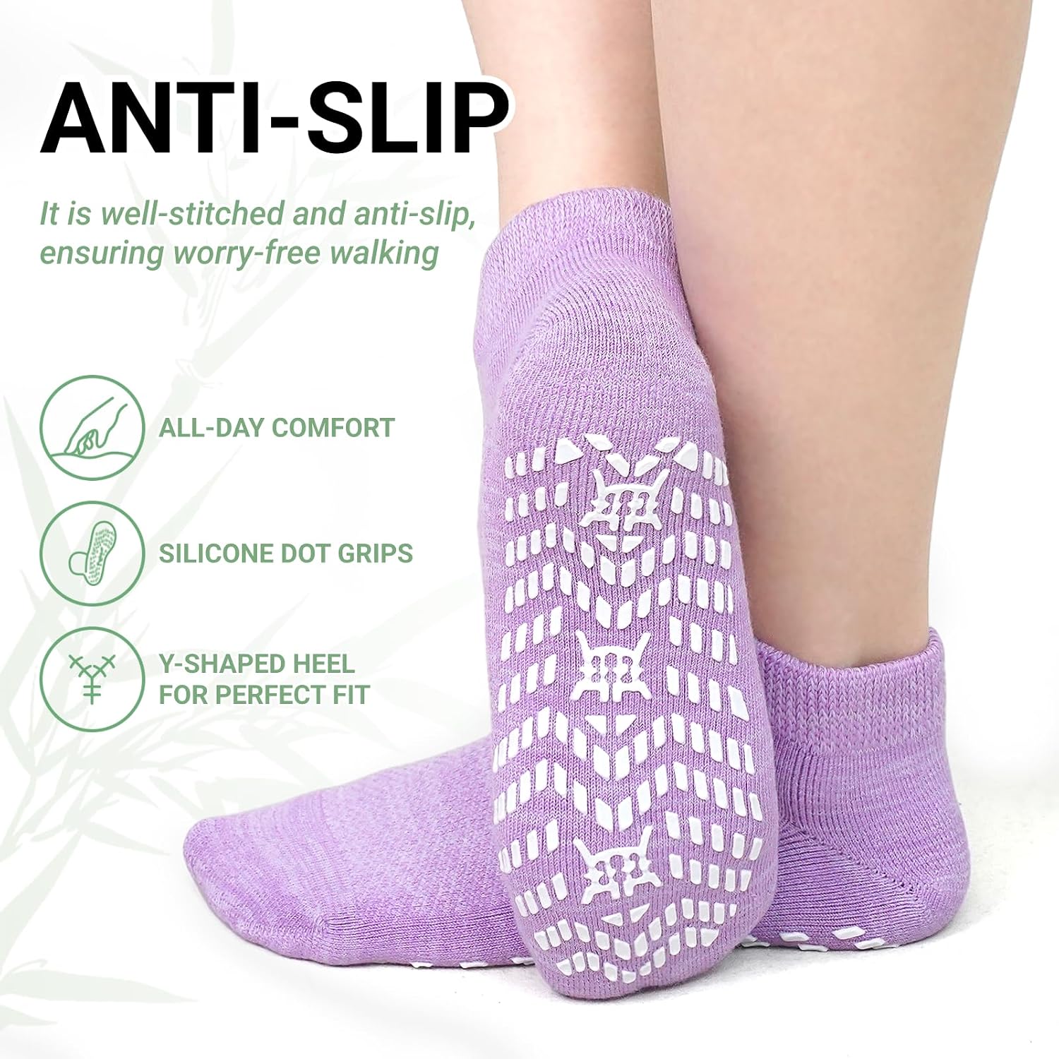 Detalle de LOFIR Ankle Diabetic Socks for Women (bamboo, non-slip grippers, cushioned sole) – 6 pairs