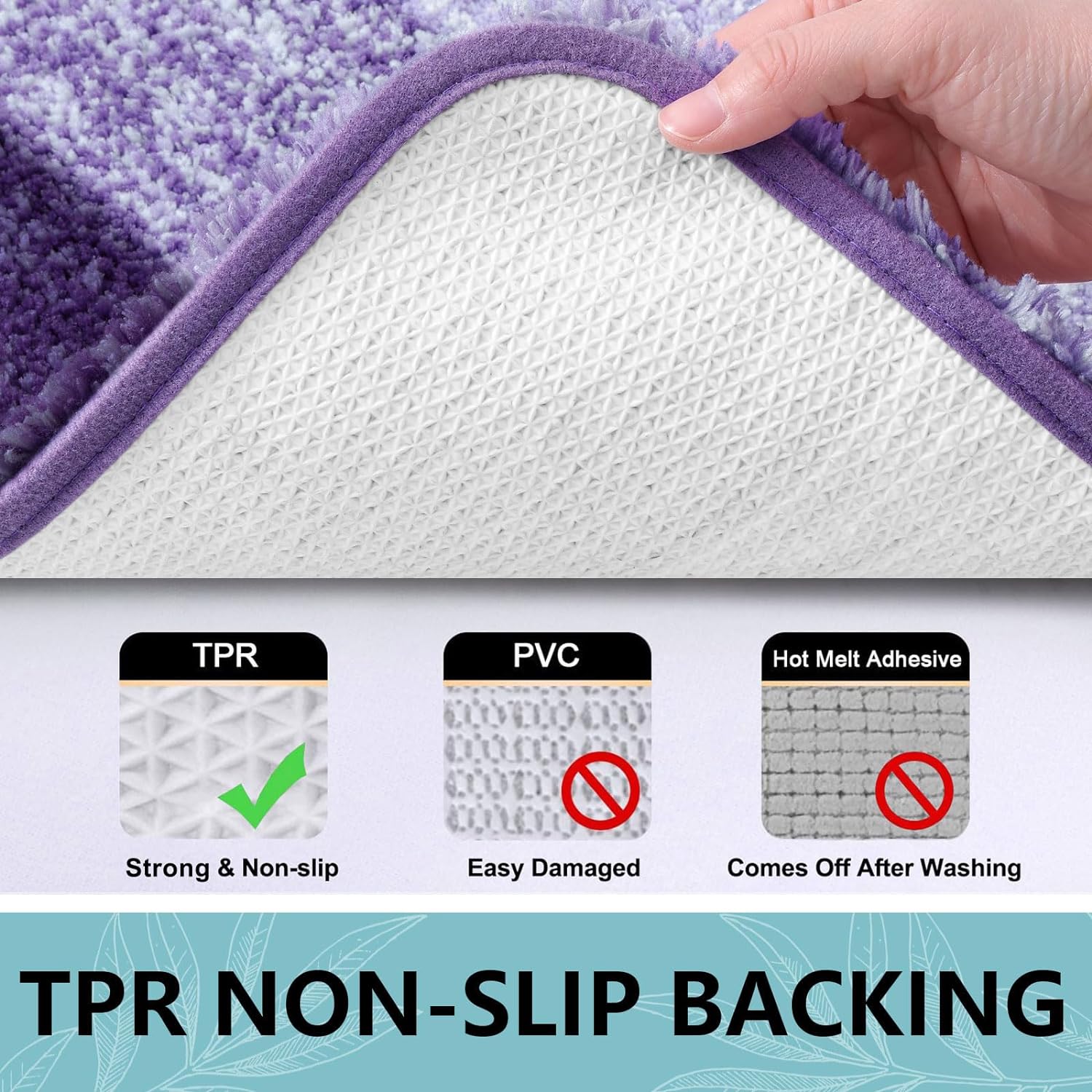 Thumbnail 4 de Arotive Microfiber Bathroom Rug, 34x21 Dark Purple – Shaggy, Ultra-Absorbent, Non-Slip Bath Mat