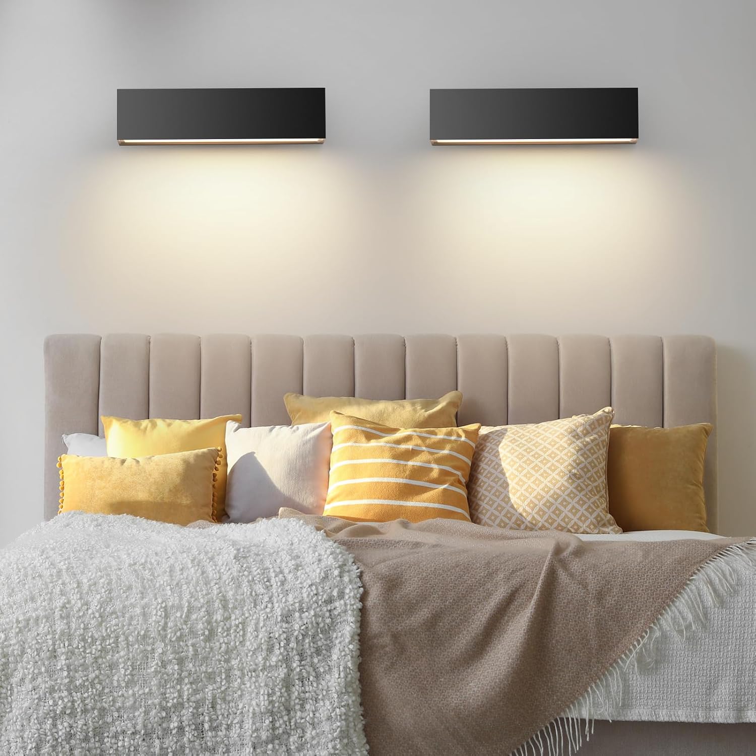 Thumbnail 4 de 2 Pack Applique da parete interno/esterno 30 cm 18W nero IP54 3000K bianco caldo