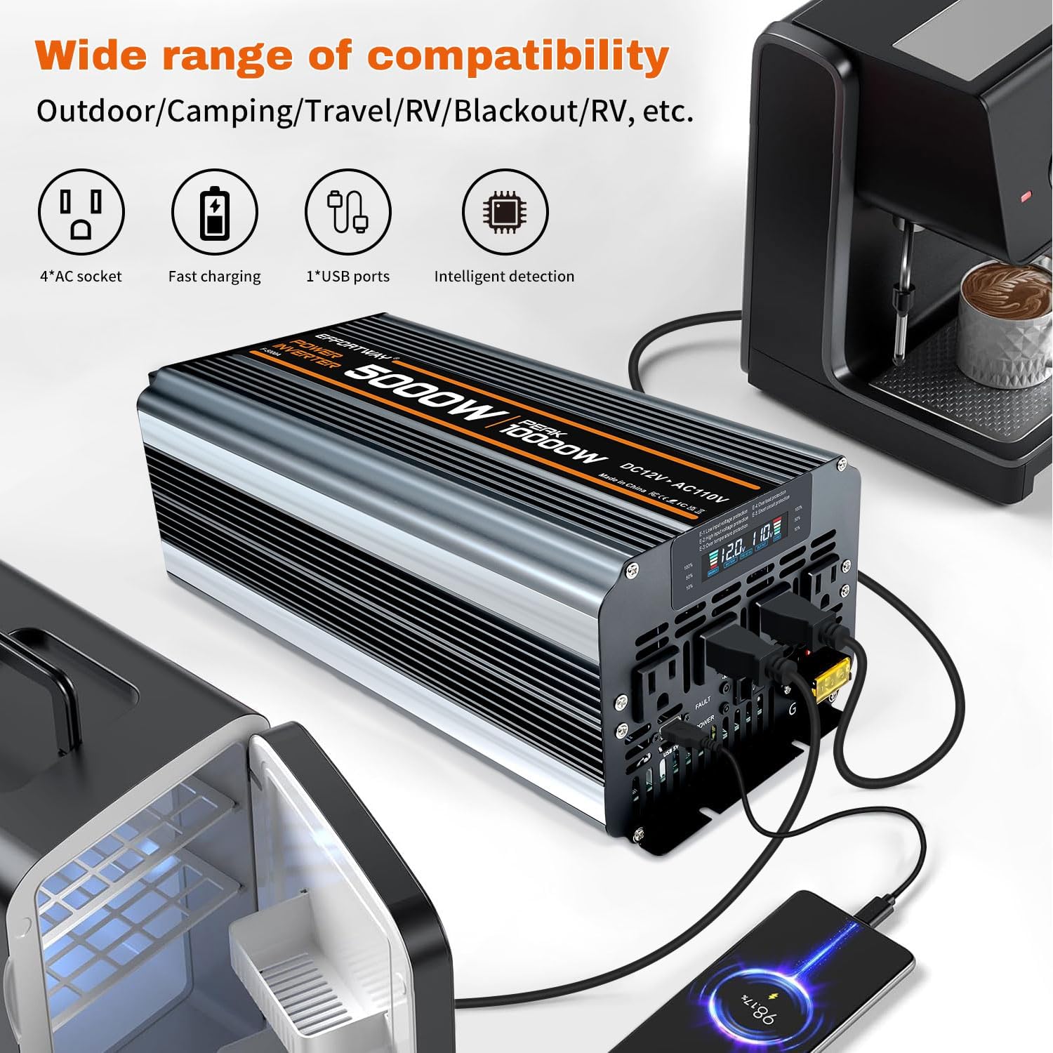 Thumbnail 1 de 5000W DC 12V to AC 110V Inverter