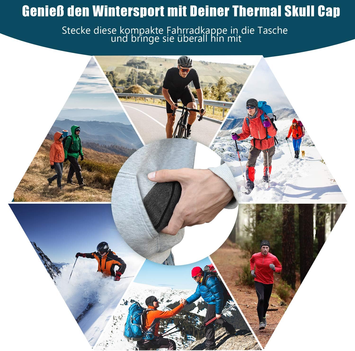 Detalle 2 de HIKENTURE Wintermütze Winddichte für Radfahren und Outdoor
